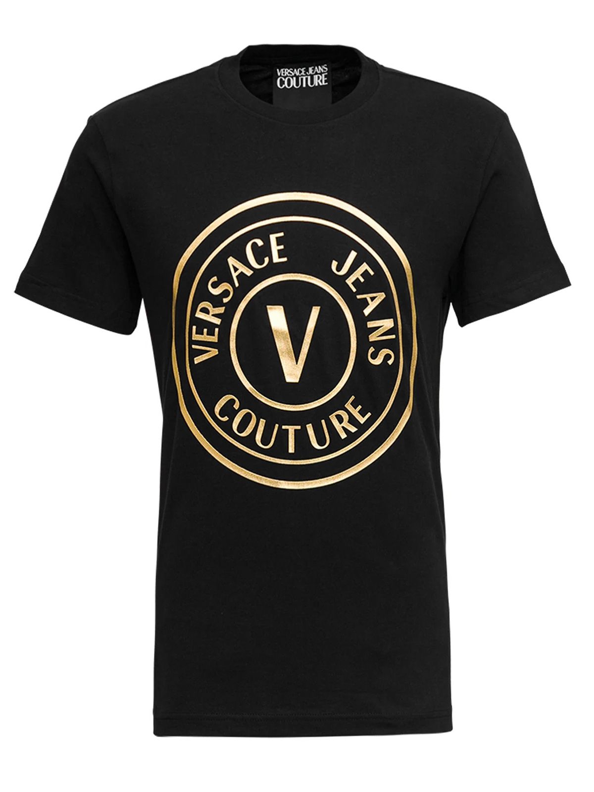 T-Shirt nera/oro 'V-Emblem' | VERSACE JEANS COUTURE