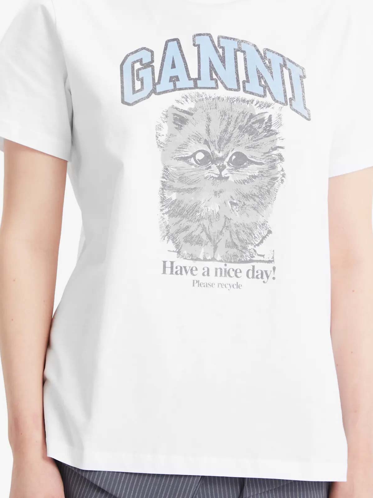 送料・関税込【GANNI】Kitty Margot Relaxed T-Shirt Ganni Basic Jersey Kitty Margot Relaxed T-shirt White | BSTN