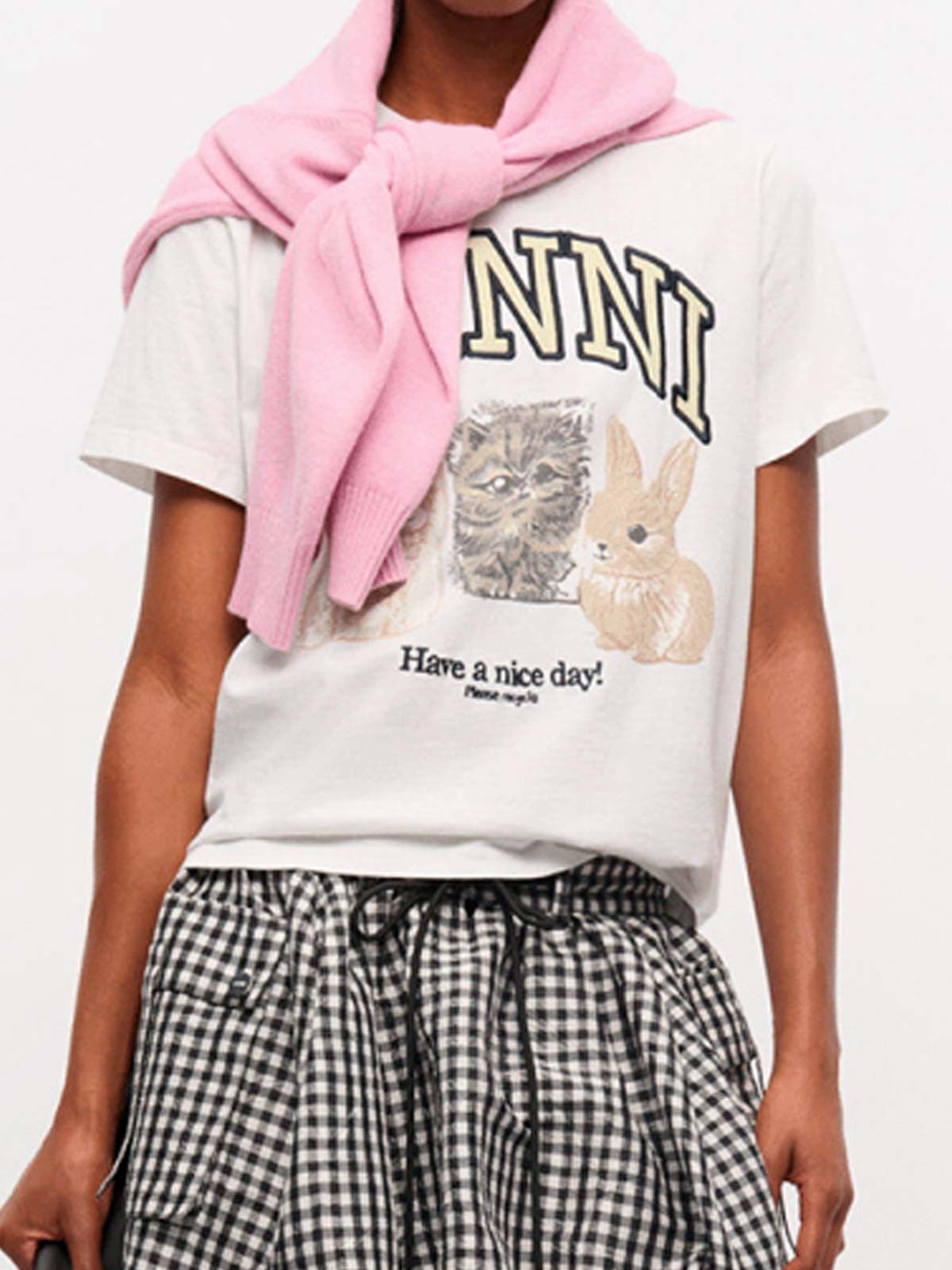 Basic Cotton Jersey Animals Relaxed T-shirt Ganni