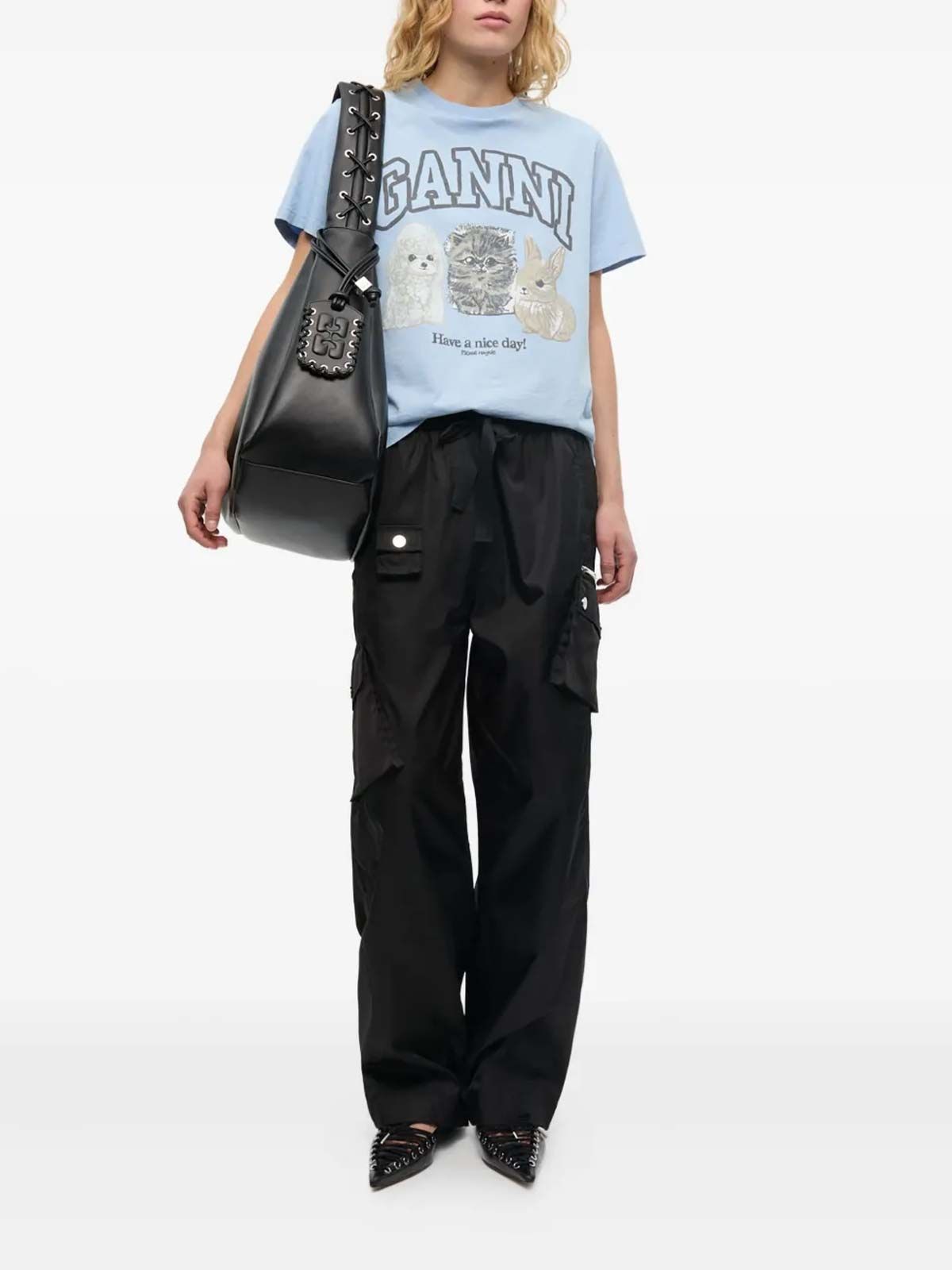 Duchesse Nylon Oversized Elasticated Pants GANNI