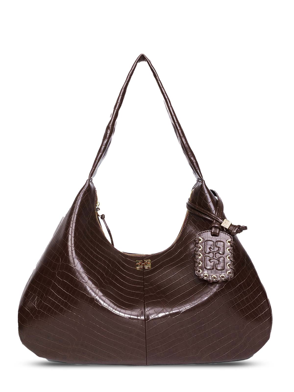 Ganni Hobo XXL Crocodile Bag in Brown | Quaranta Boutique Ganni