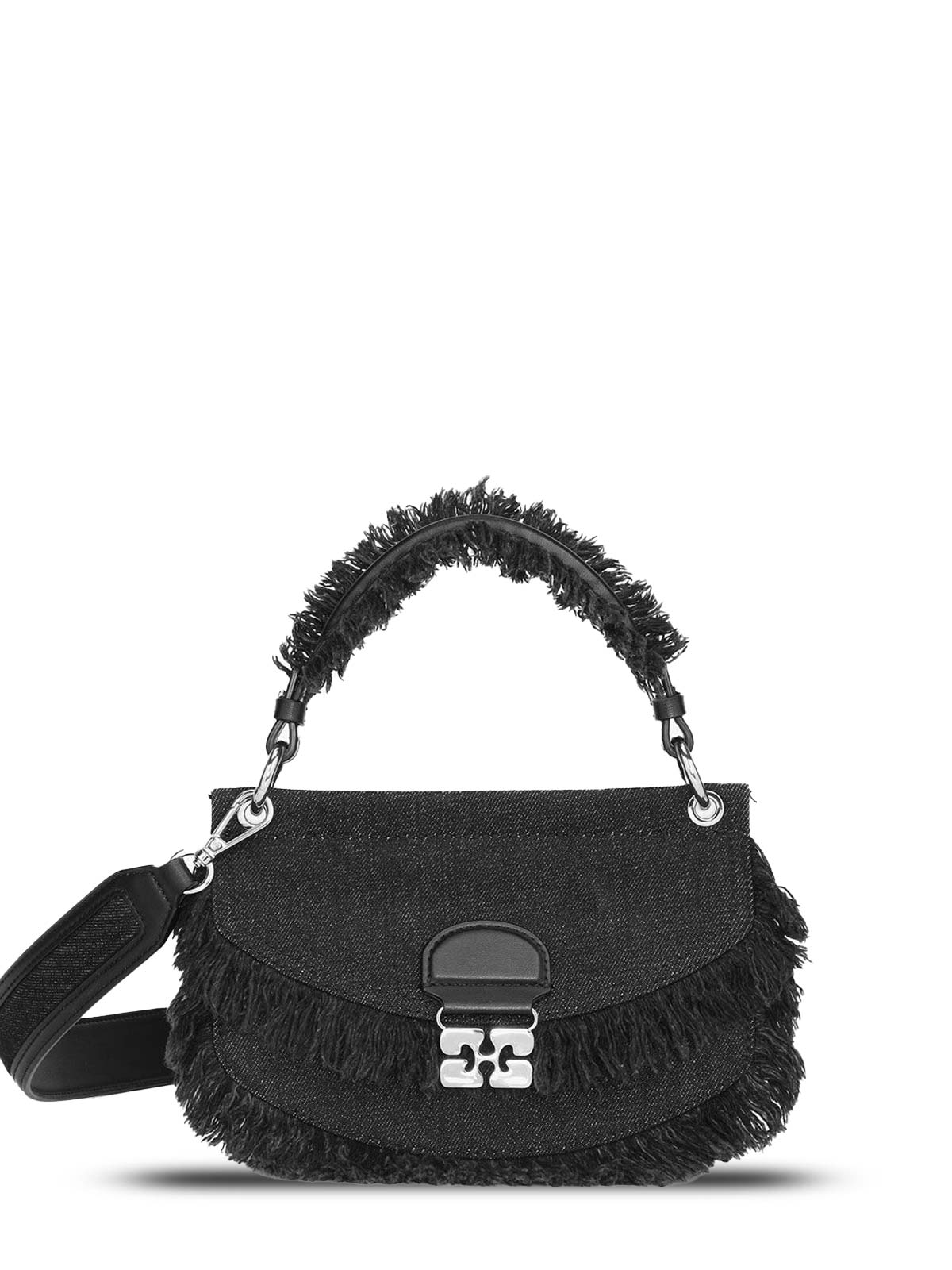 Black Denim Mini Top Handle Apo-G Bag