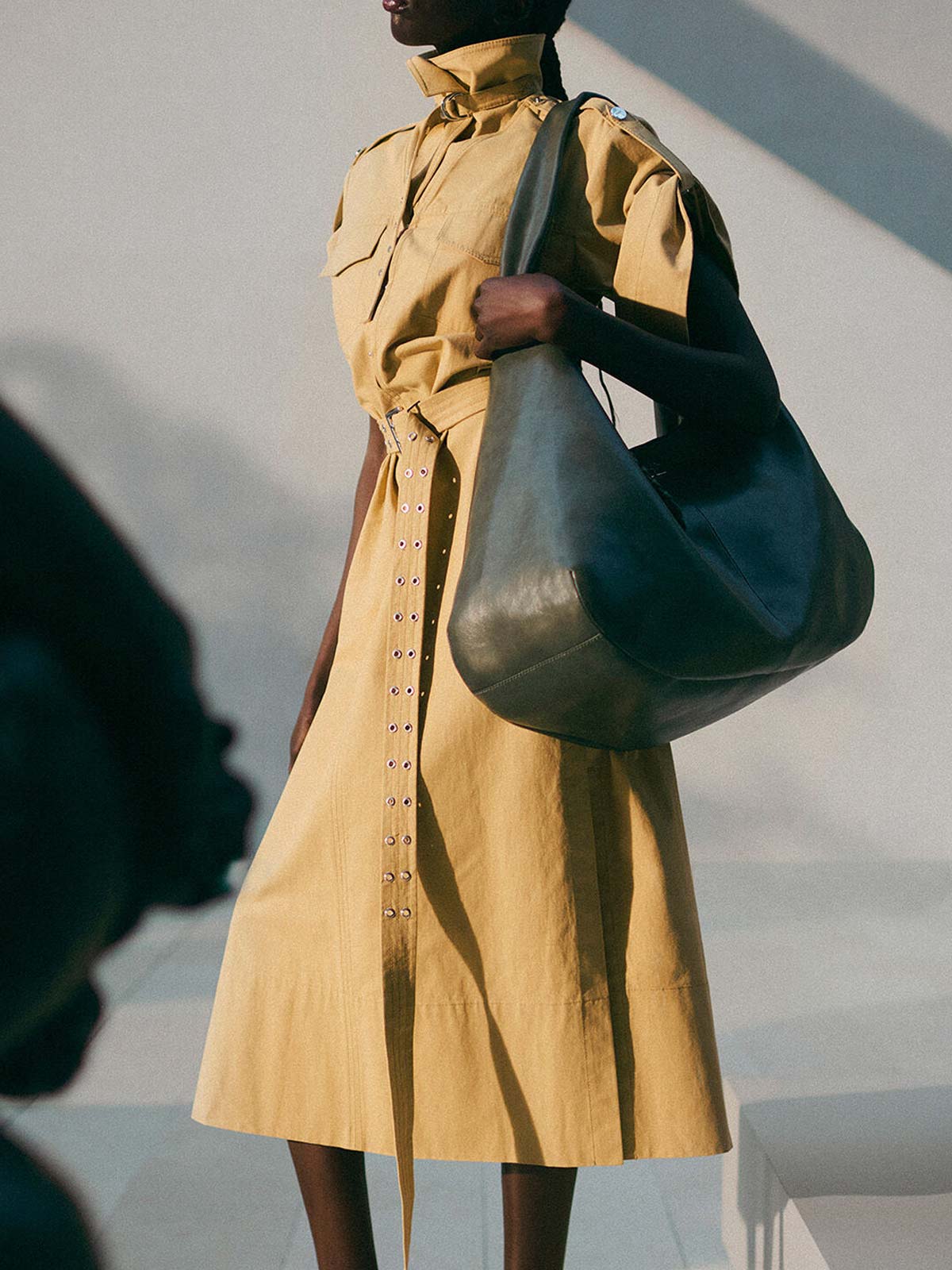 Classic Summer Suiting Cowl Neck Long Dress Ganni