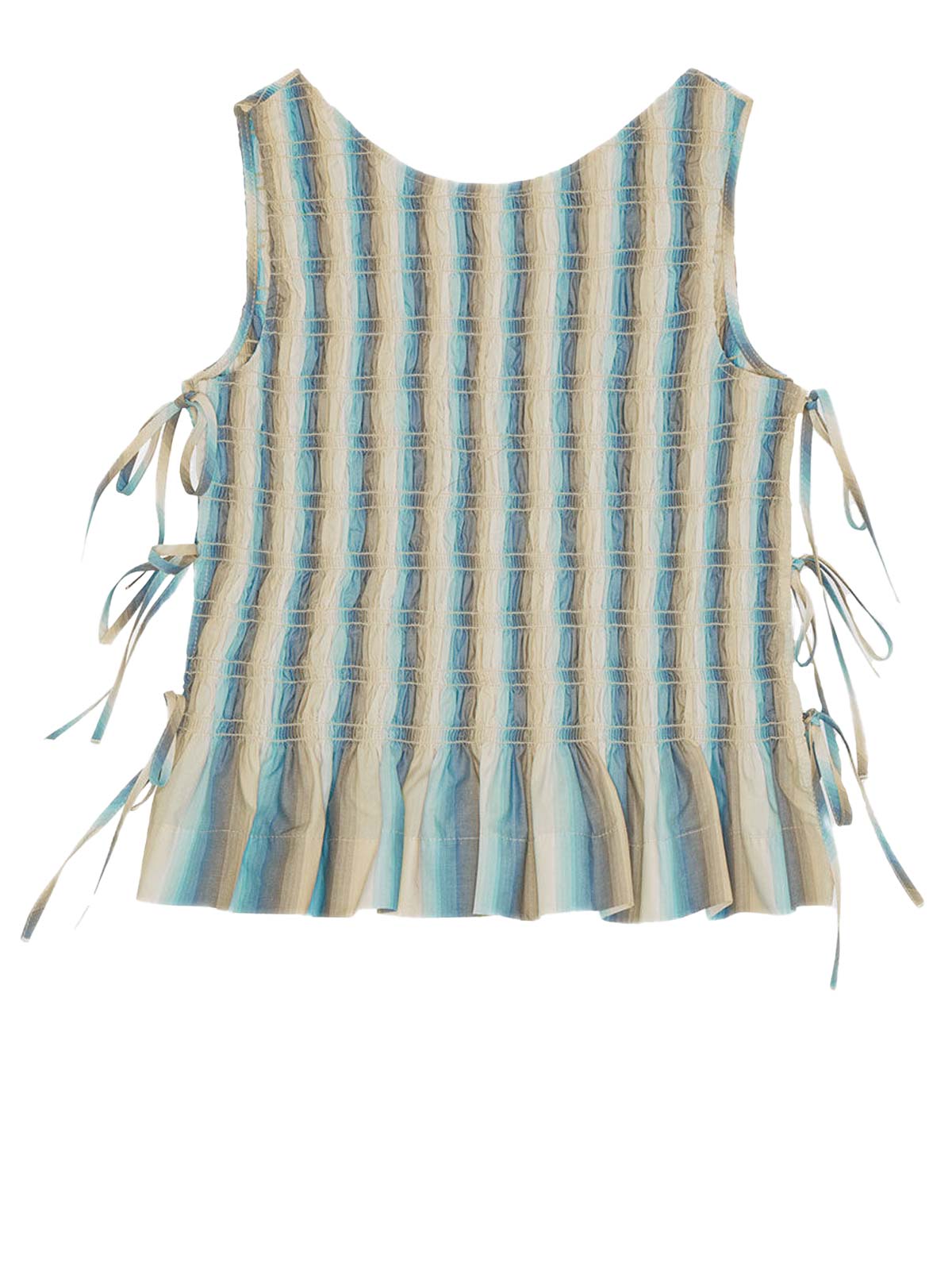 Ombre Stripe Smock Tie String Top