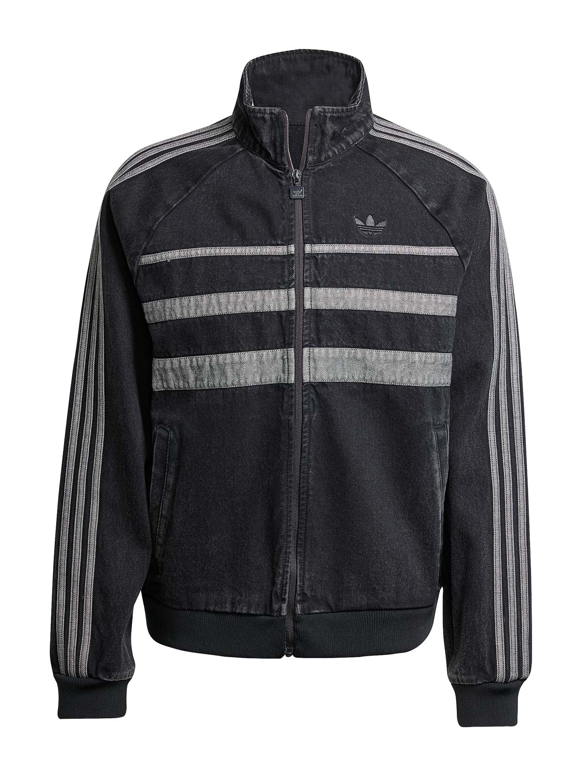 Black denim track top