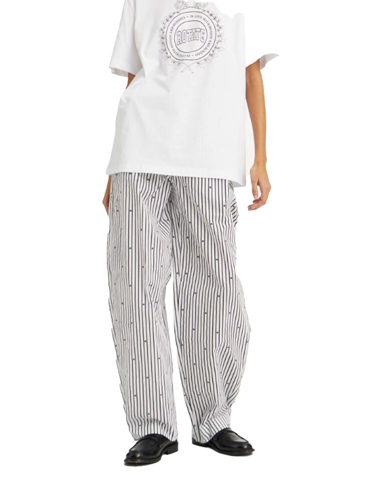 パンツ ROTATE BIRGER CHRISTENSEN 'Poplin Tapered Striped' pants Poplin Tapered Pants Striped Black - ROTATE Birger Christensen