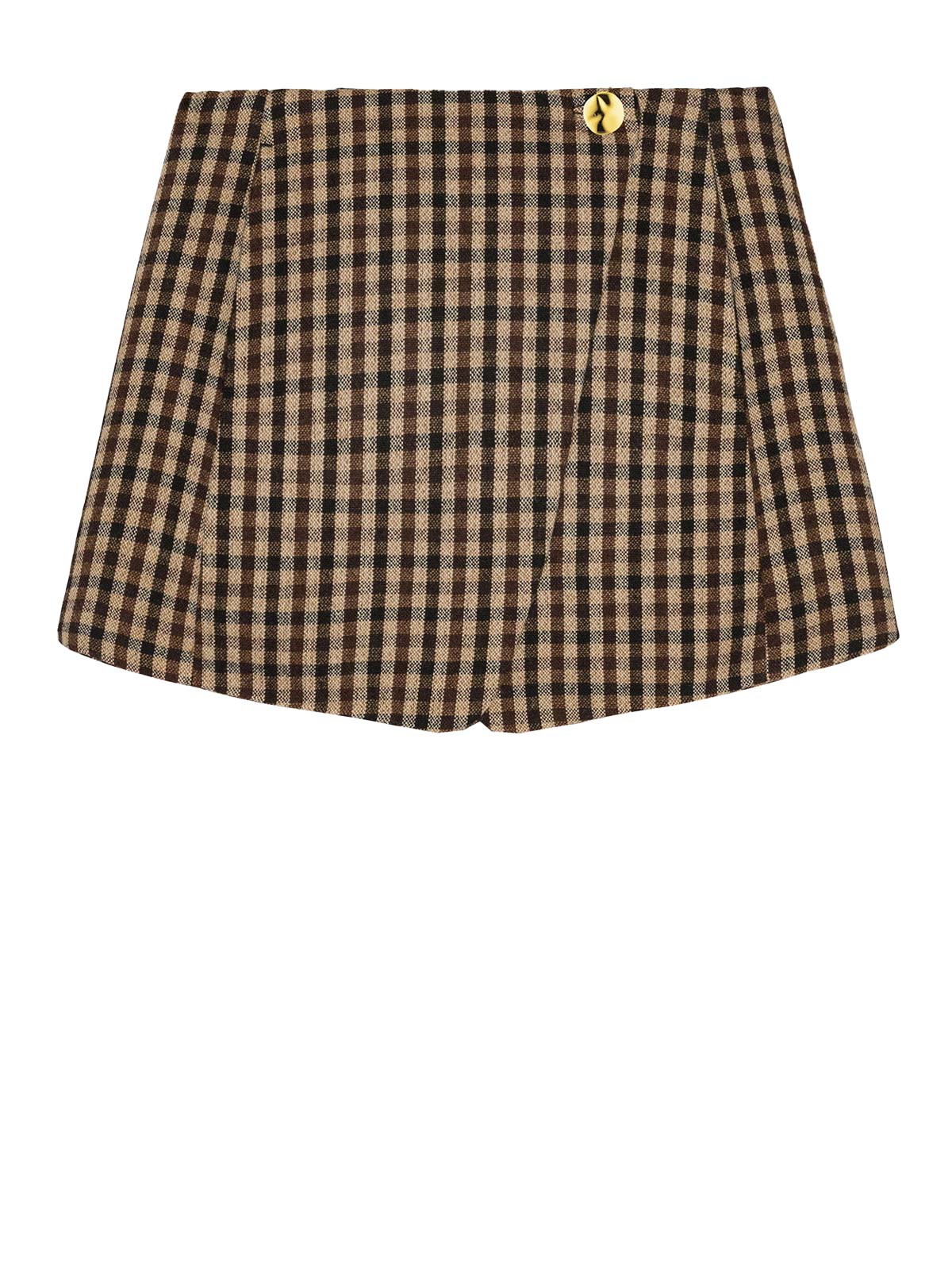 Check Wool Mix Skirt