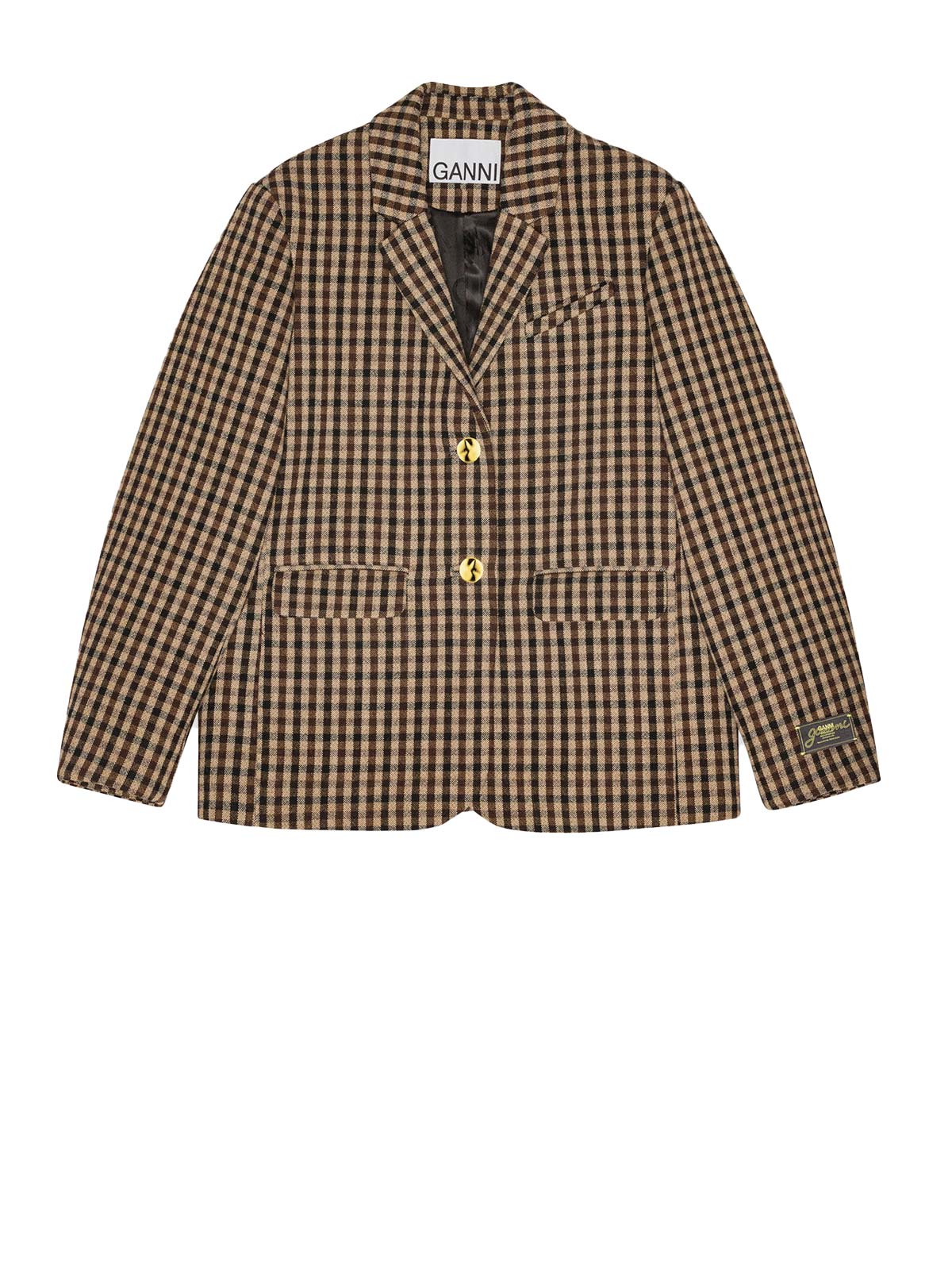 Check Wool Mix Oversized Blazer