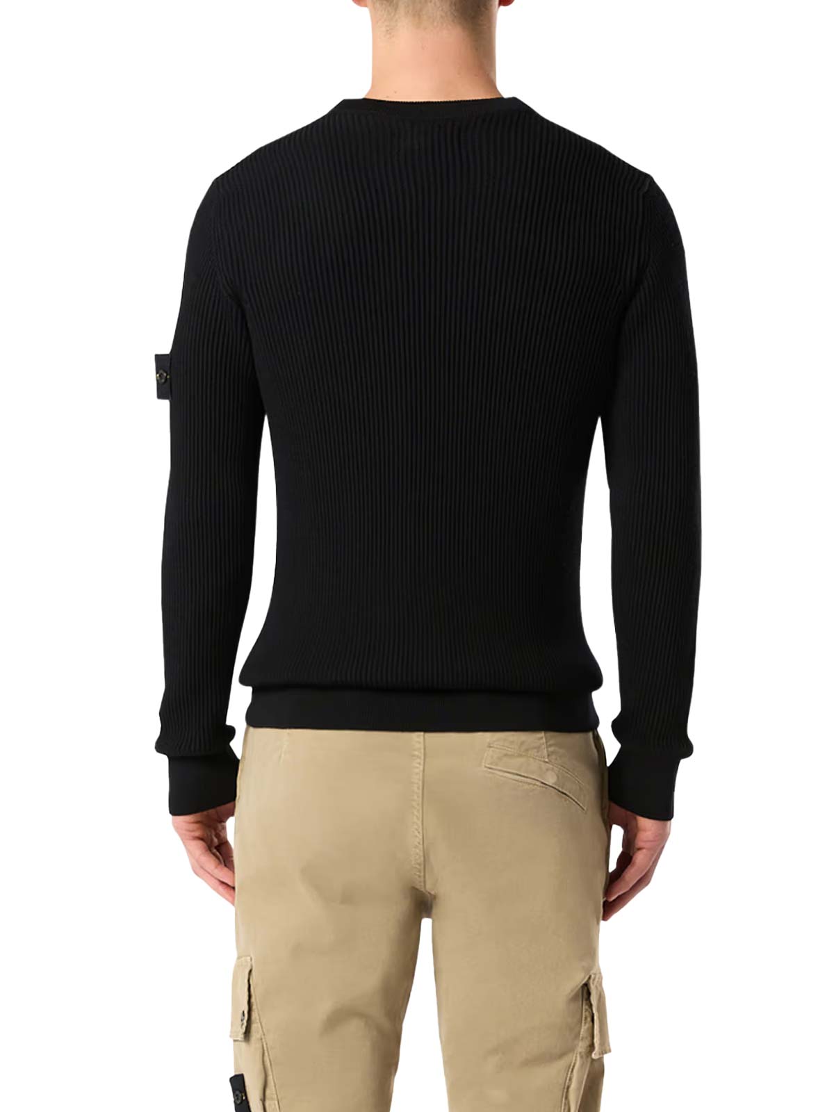 Stone Island black wool crew-neck jumper Quaranta Boutique Stone