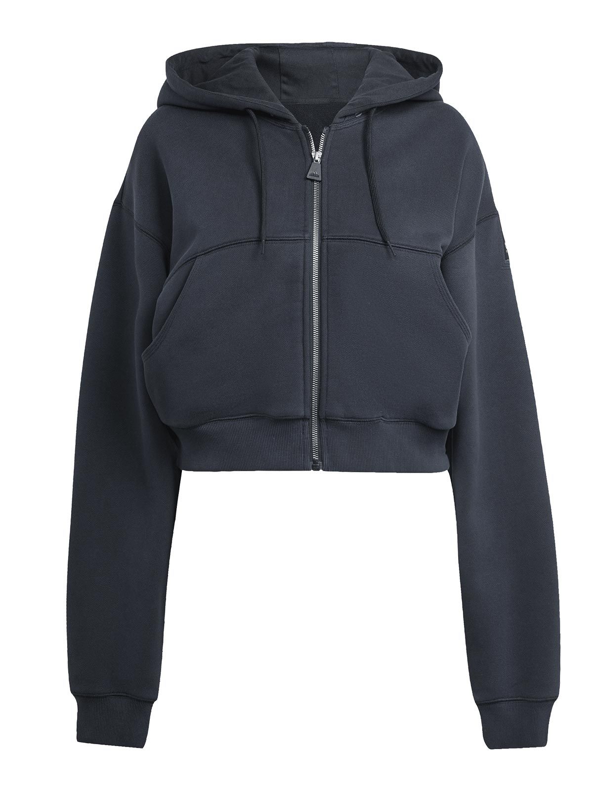 Felpa corta con cappuccio nera