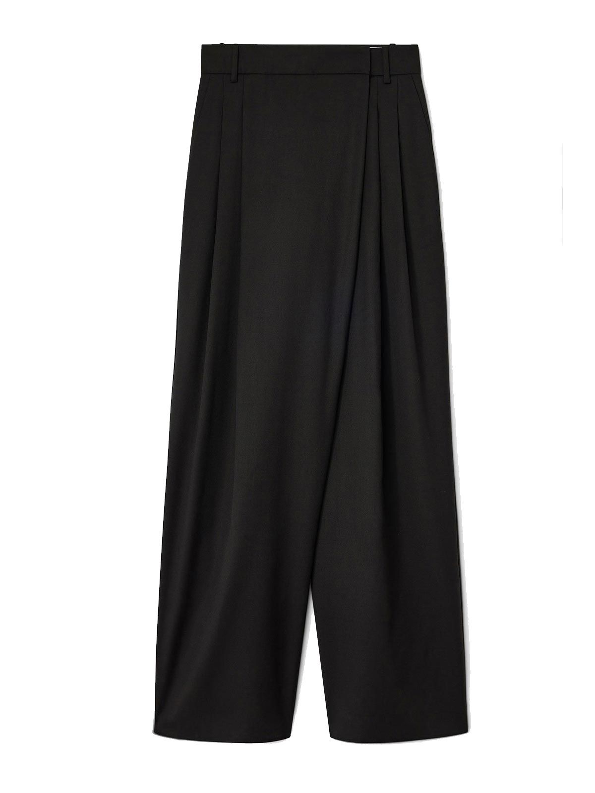 Calendered Wool  Mid Waist Pants