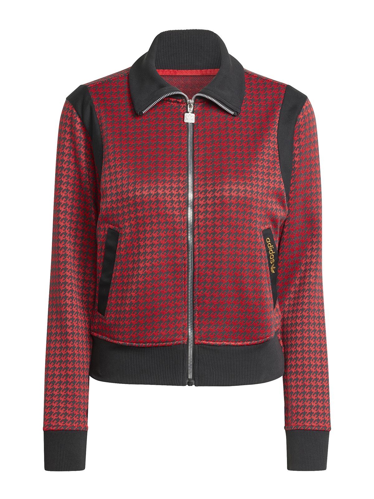 Felpa con zip rossa/nera