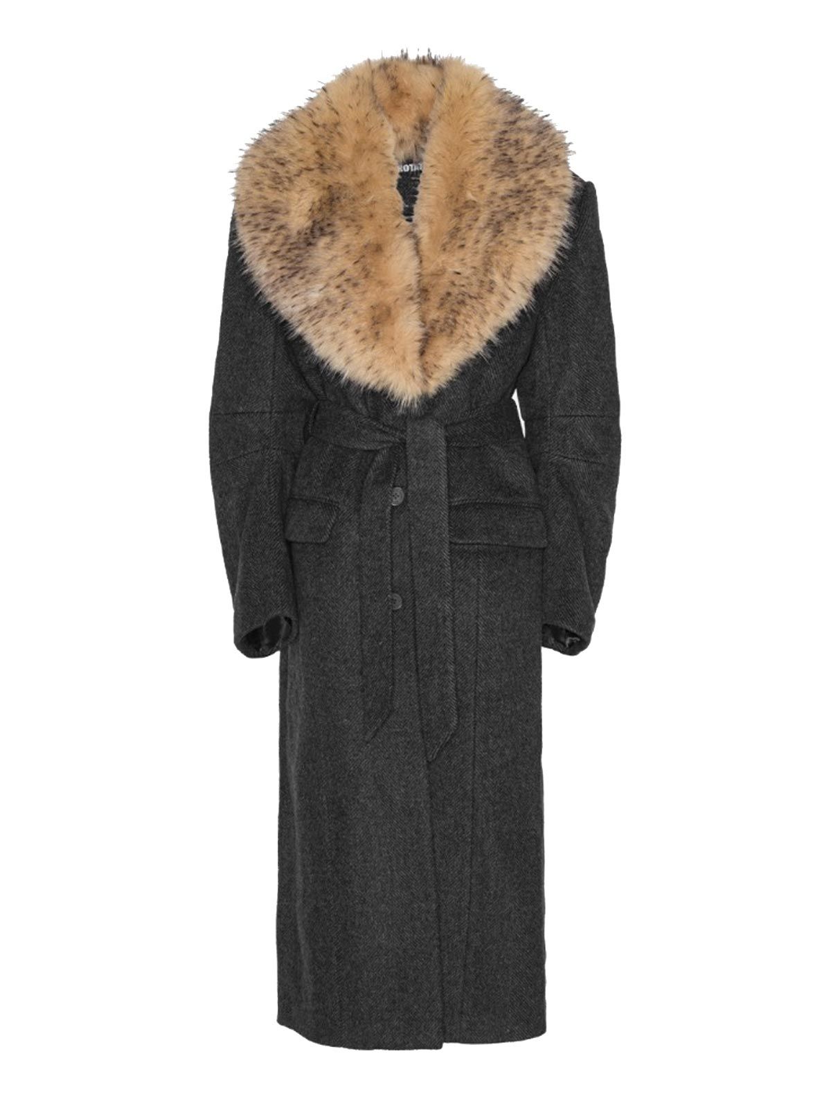 Faux Fur Collar Long Coat