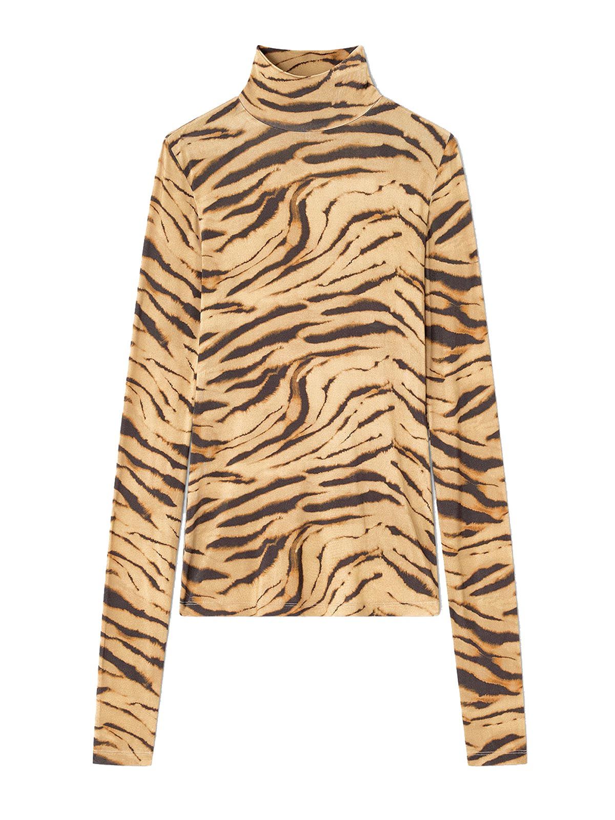 Printed Shiny Jersey Turtleneck