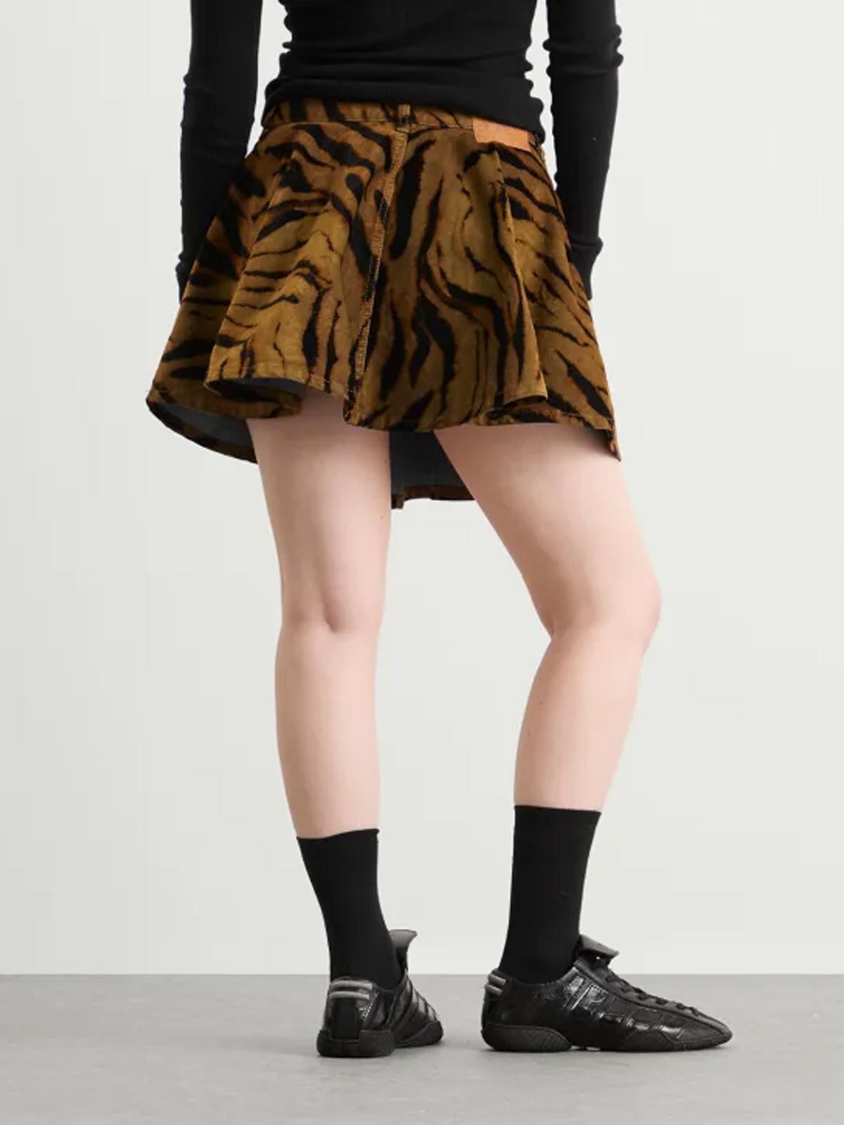 Printed Flock Denim Mini Skirt GANNI