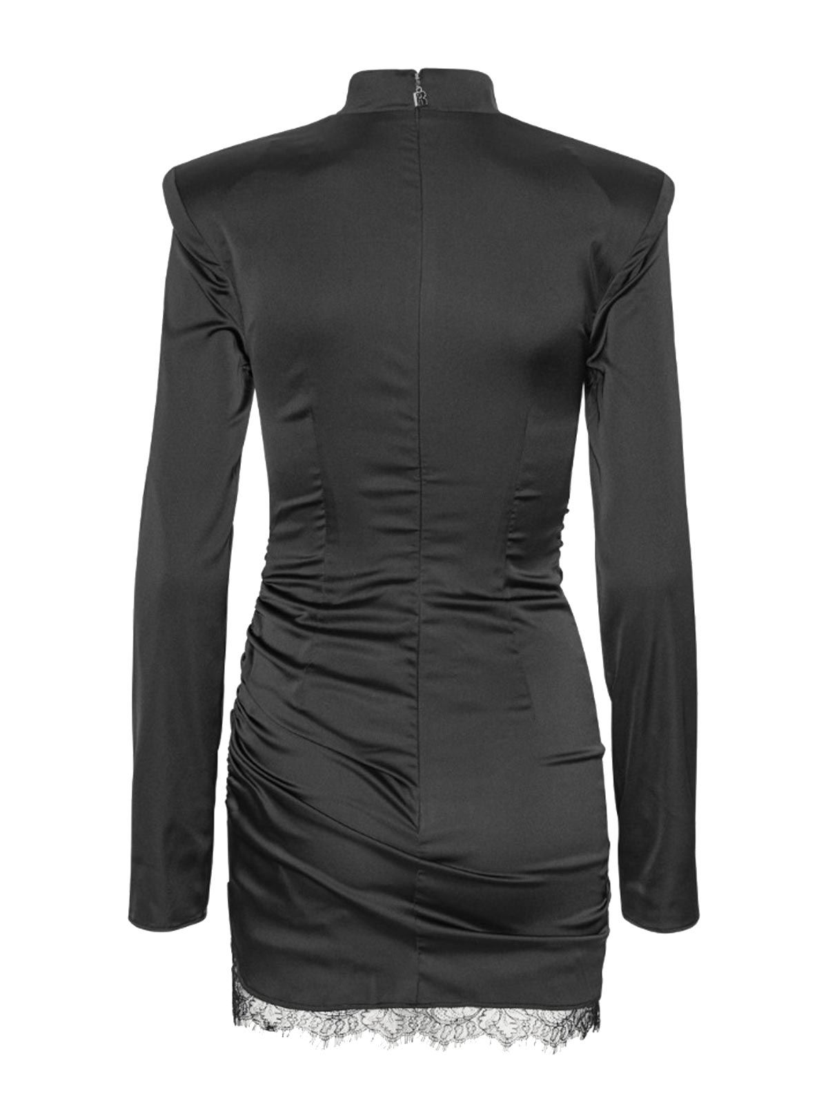 satin ruched mini dress black ROTATE