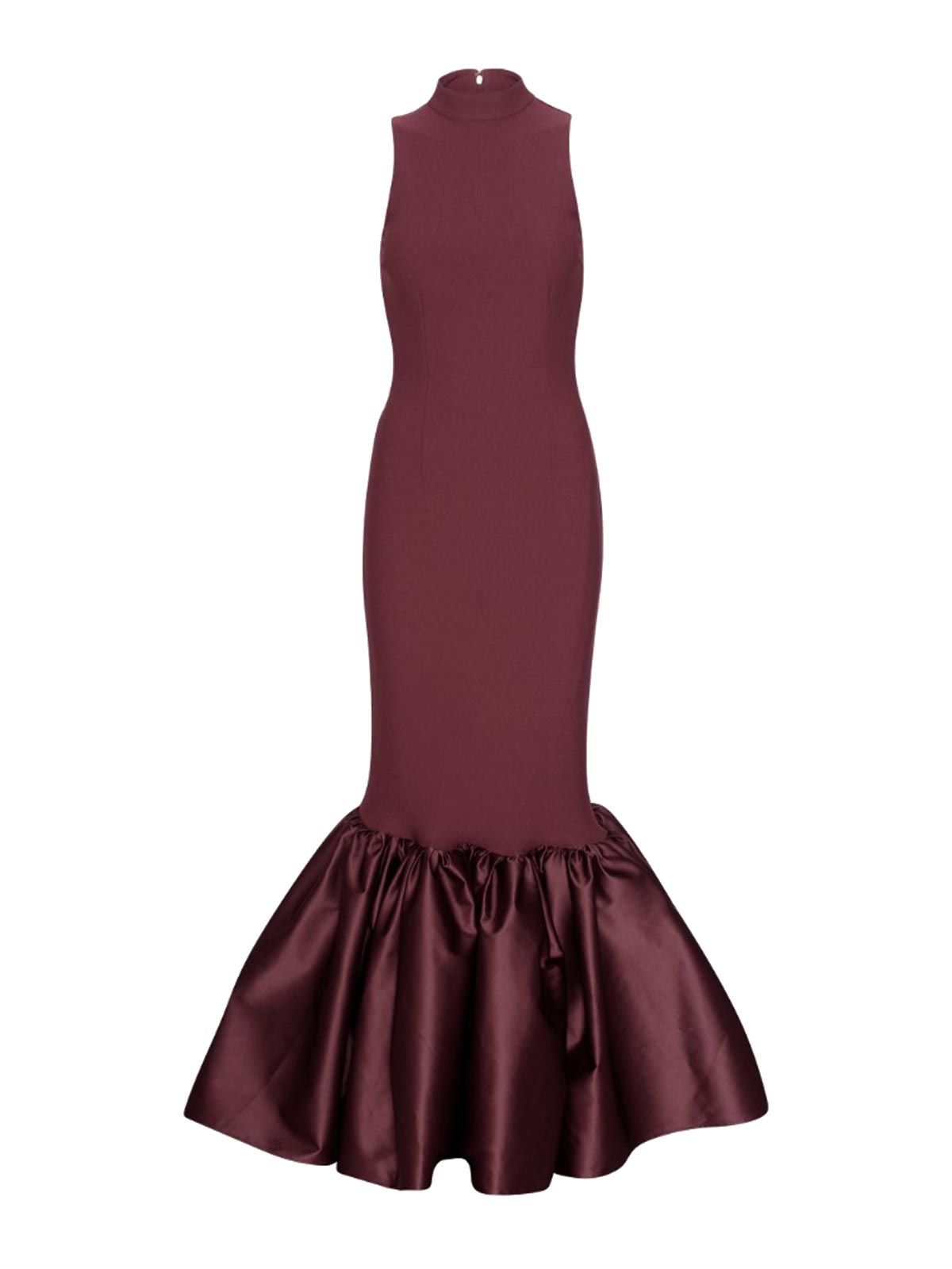 fitted maxi dress bordeaux