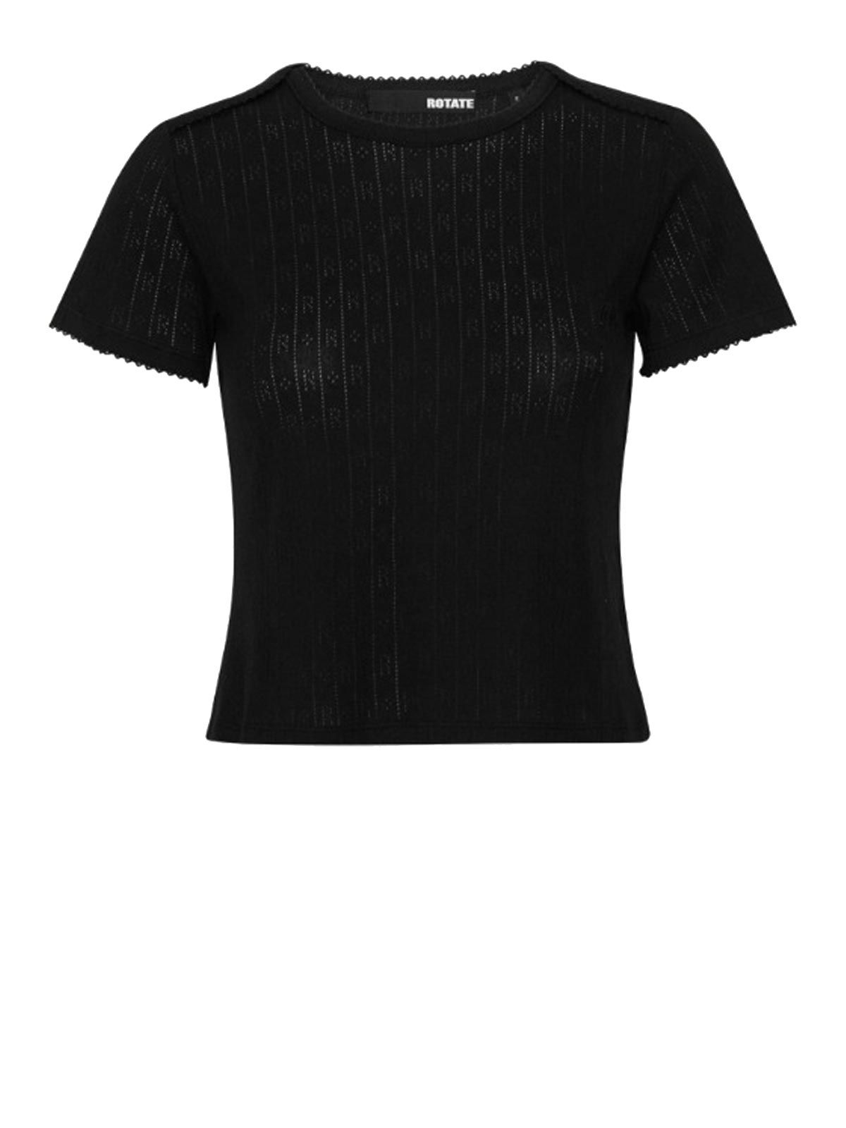 pointelle fitted t-shirt nero