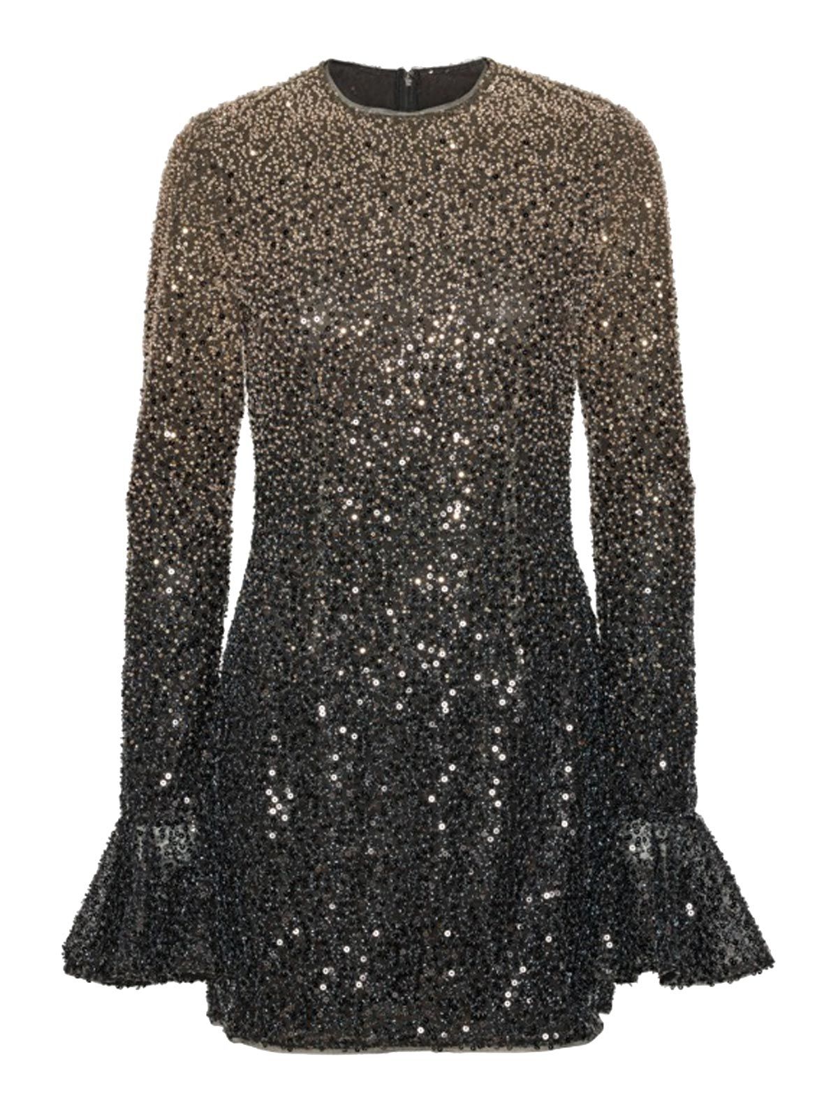 beaded ls mini dress grigio