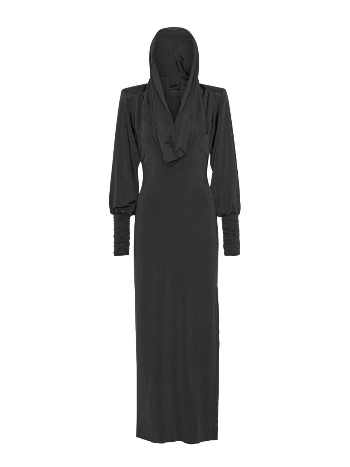 slinky hooded dress nero