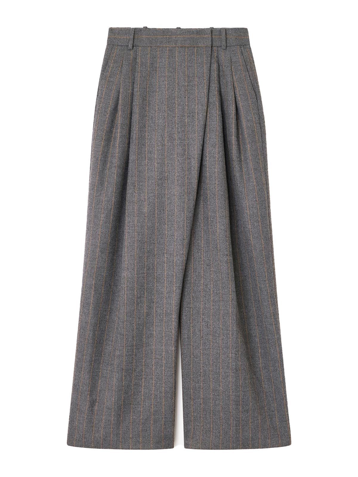 Brushed Wool Stripe Mid Waist Pants