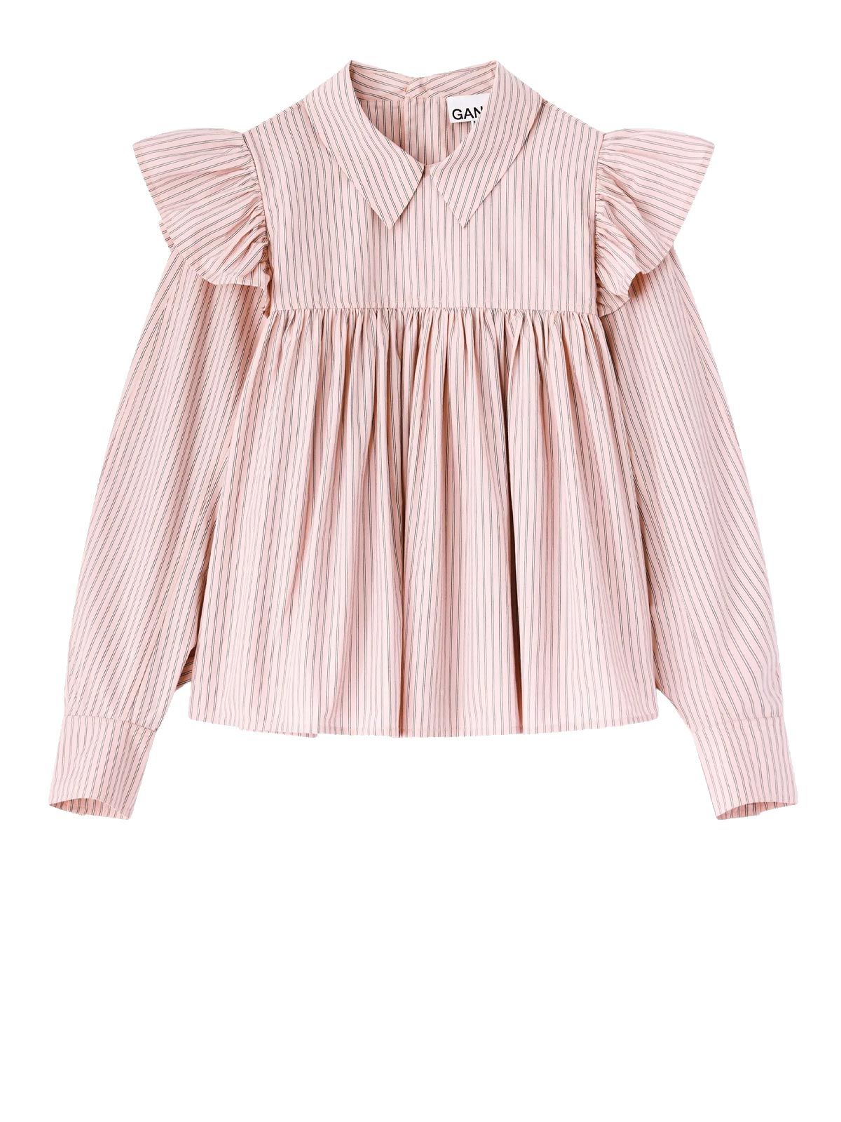 Oxford Stripe Frill Blouse
