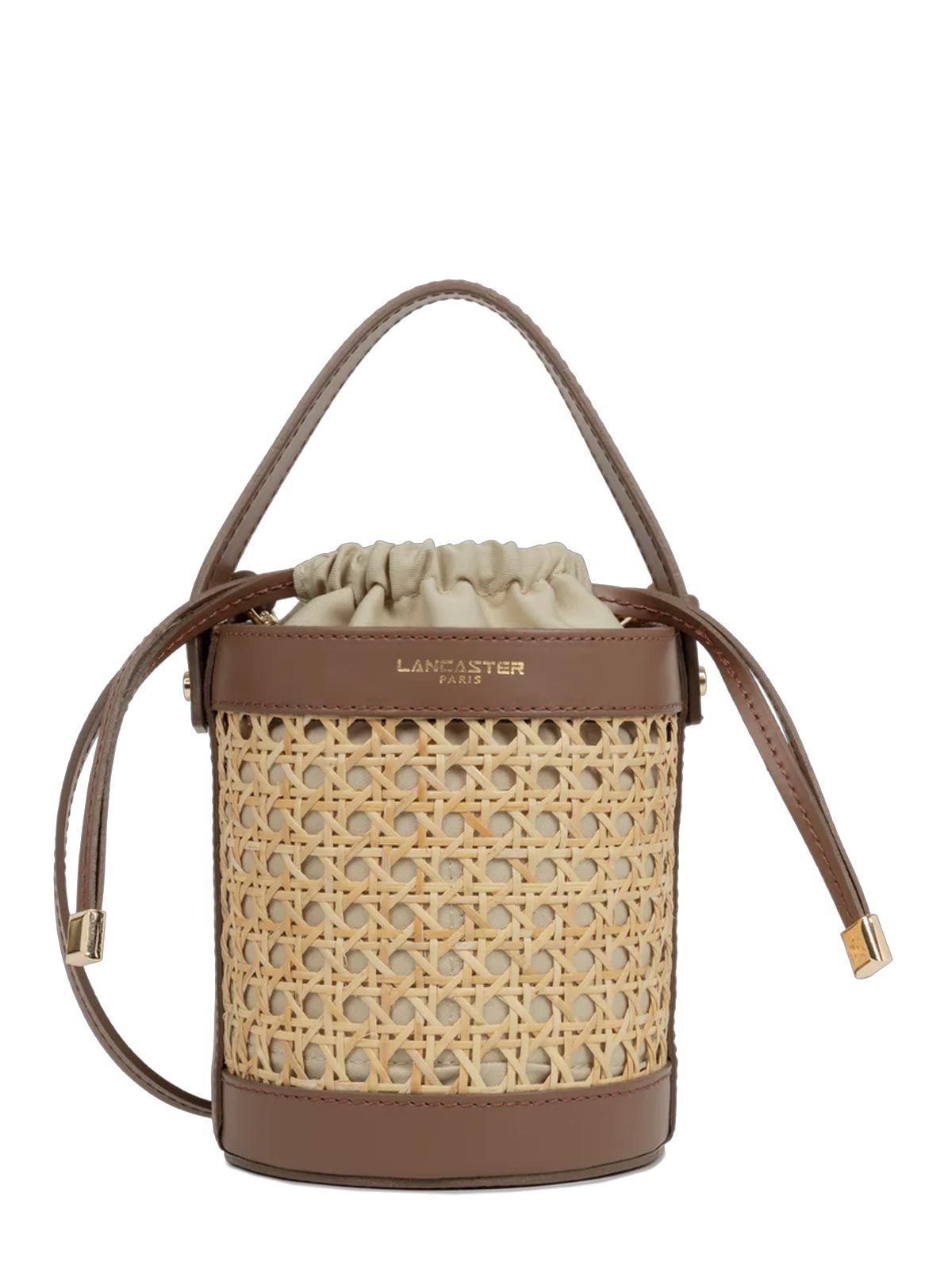 Cannage Rotin brown bucket bag