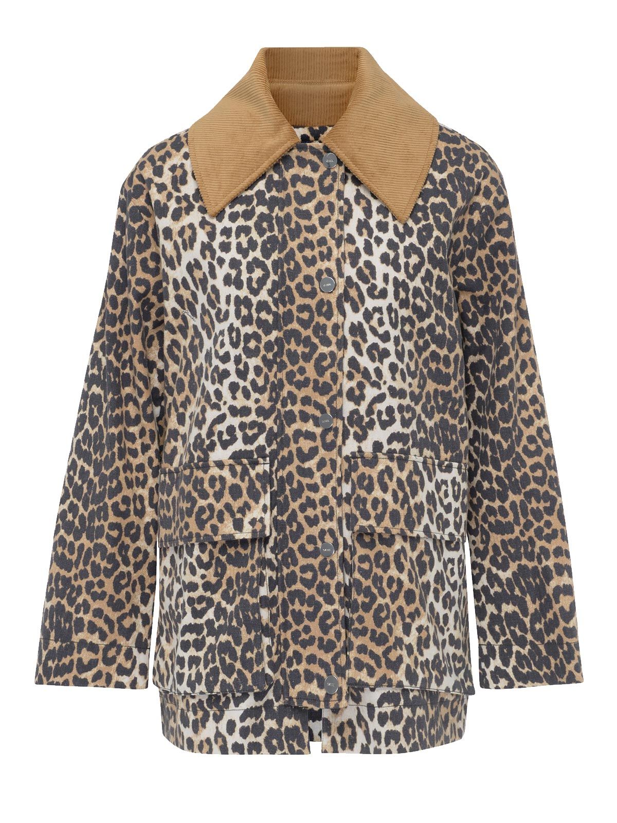 printed canvas midi jacket marrone