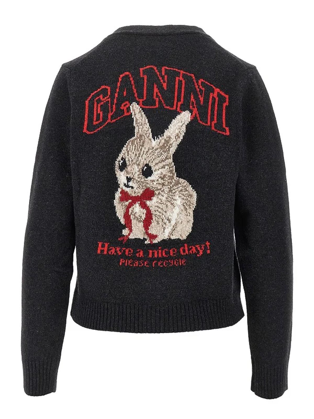 Graphic Wool Cardigan GANNI