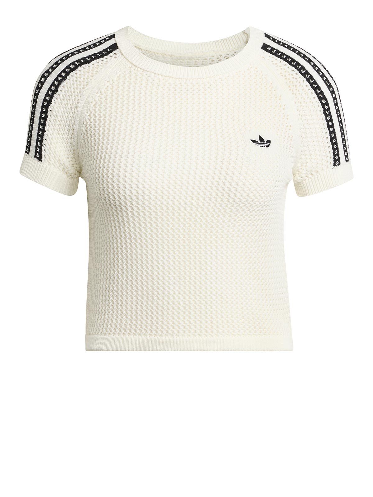 T-shirt bianca a uncinetto