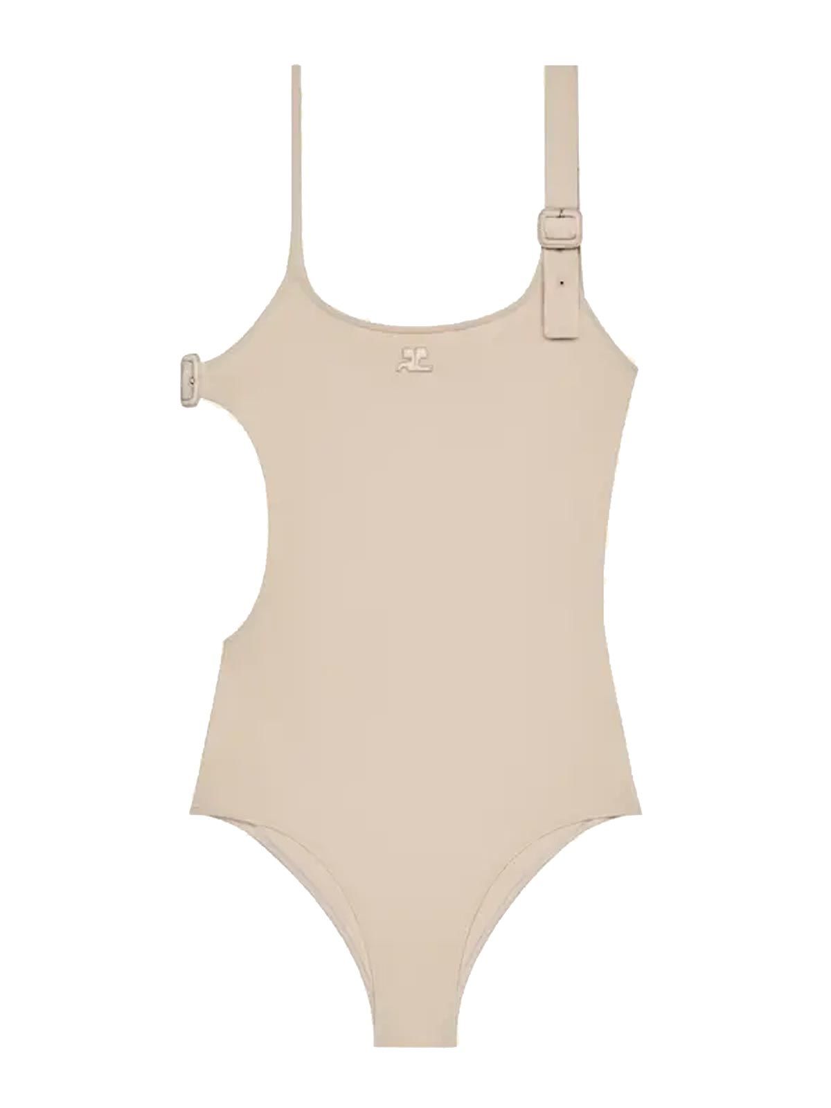 buckle swimsuit beige