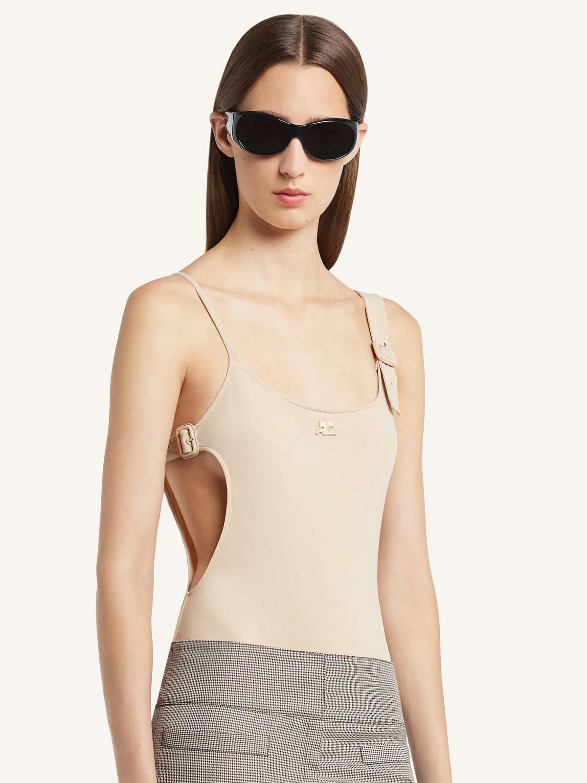 buckle swimsuit beige COURREGES