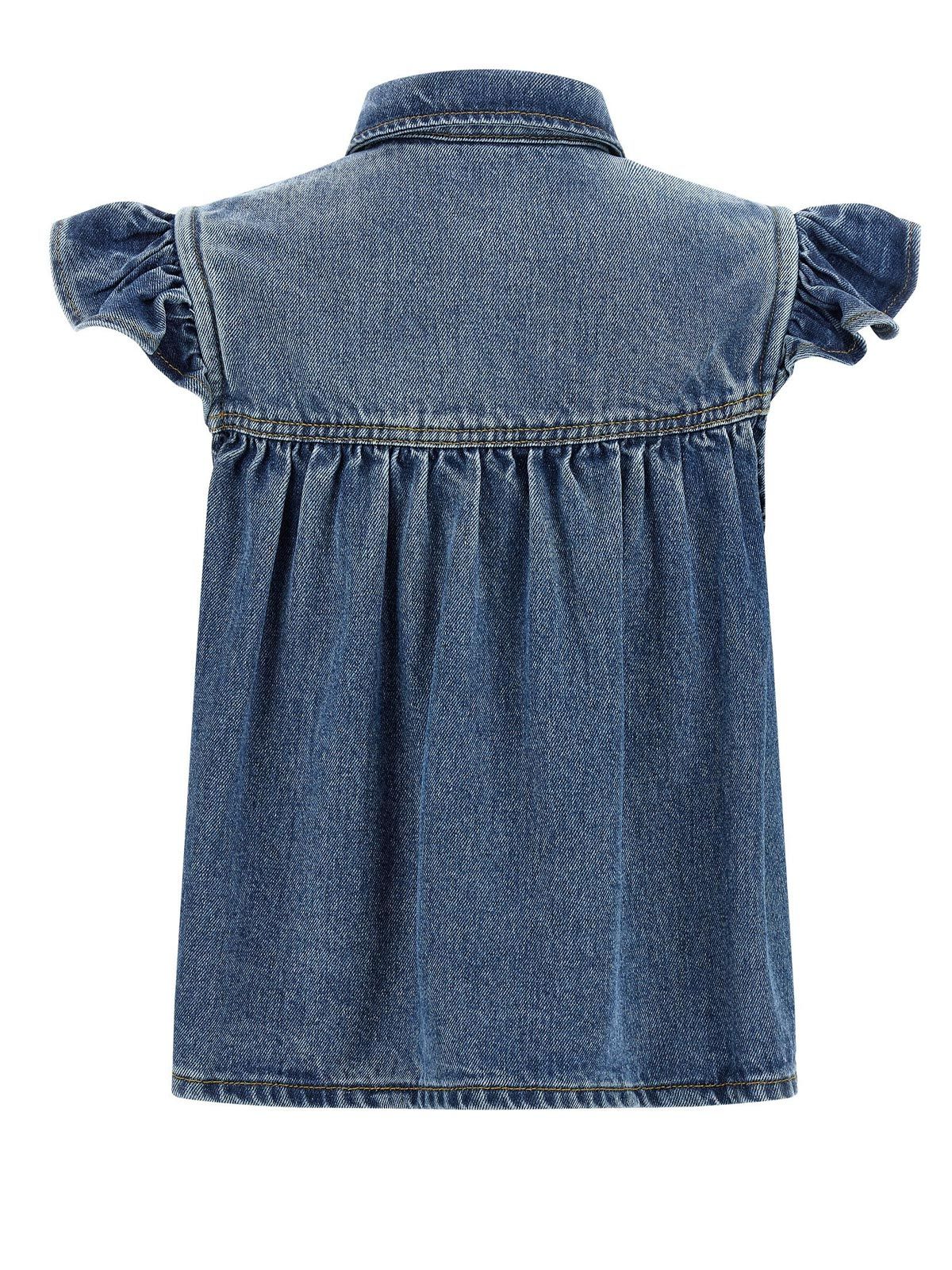 Top con volant blu GANNI