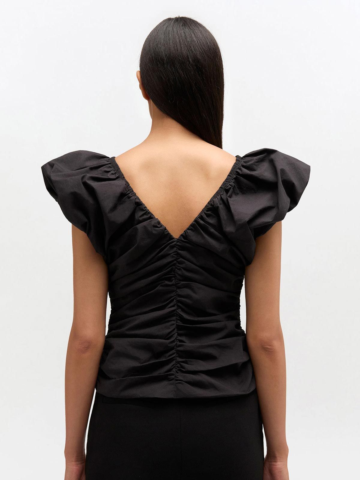 Ruched top black GANNI