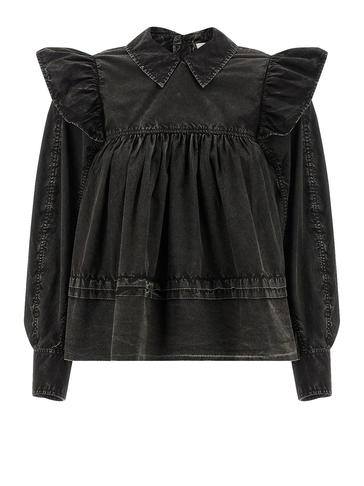 Blusa nera con volant