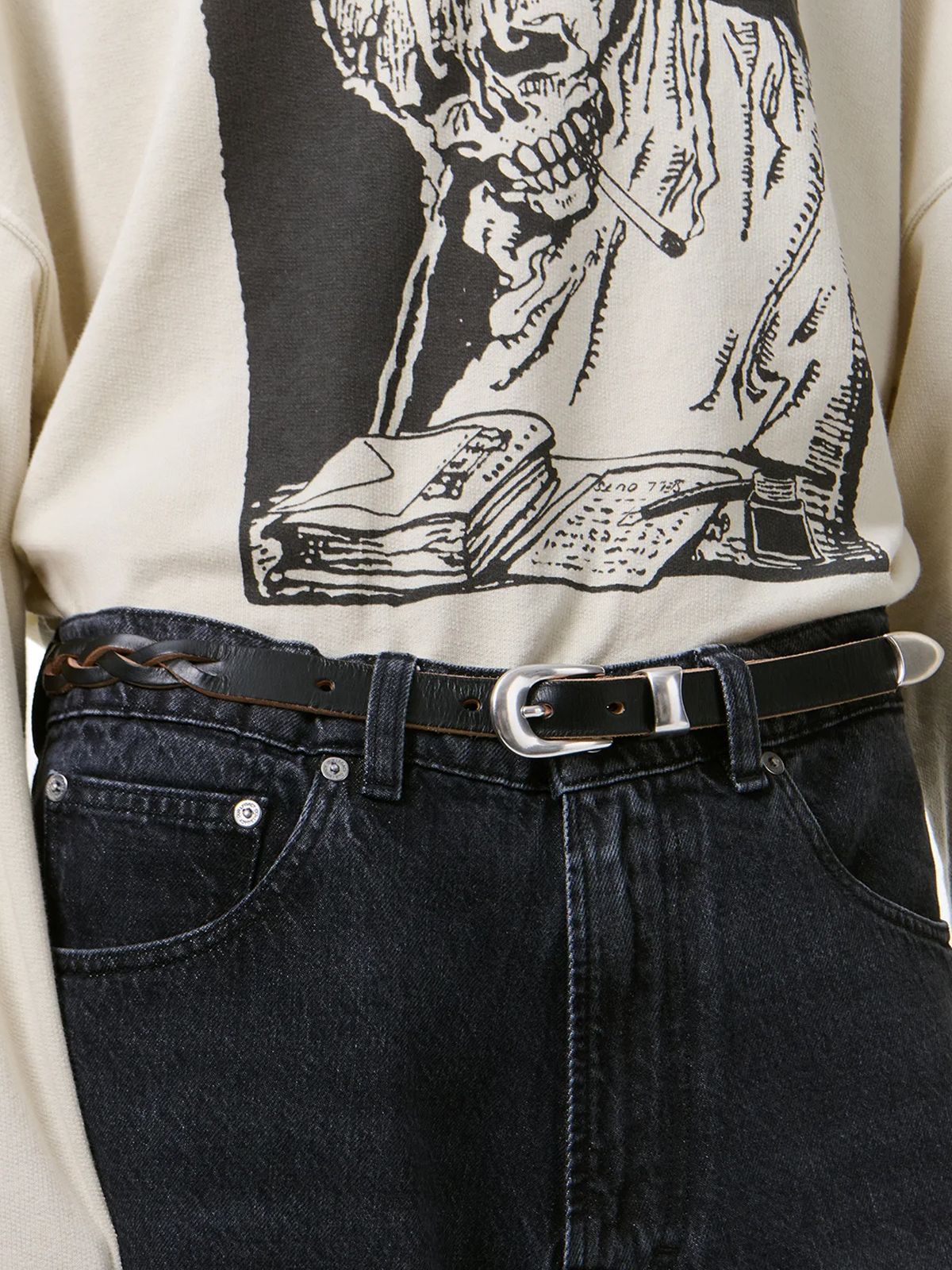 2 cm braided belt black OUR LEGACY