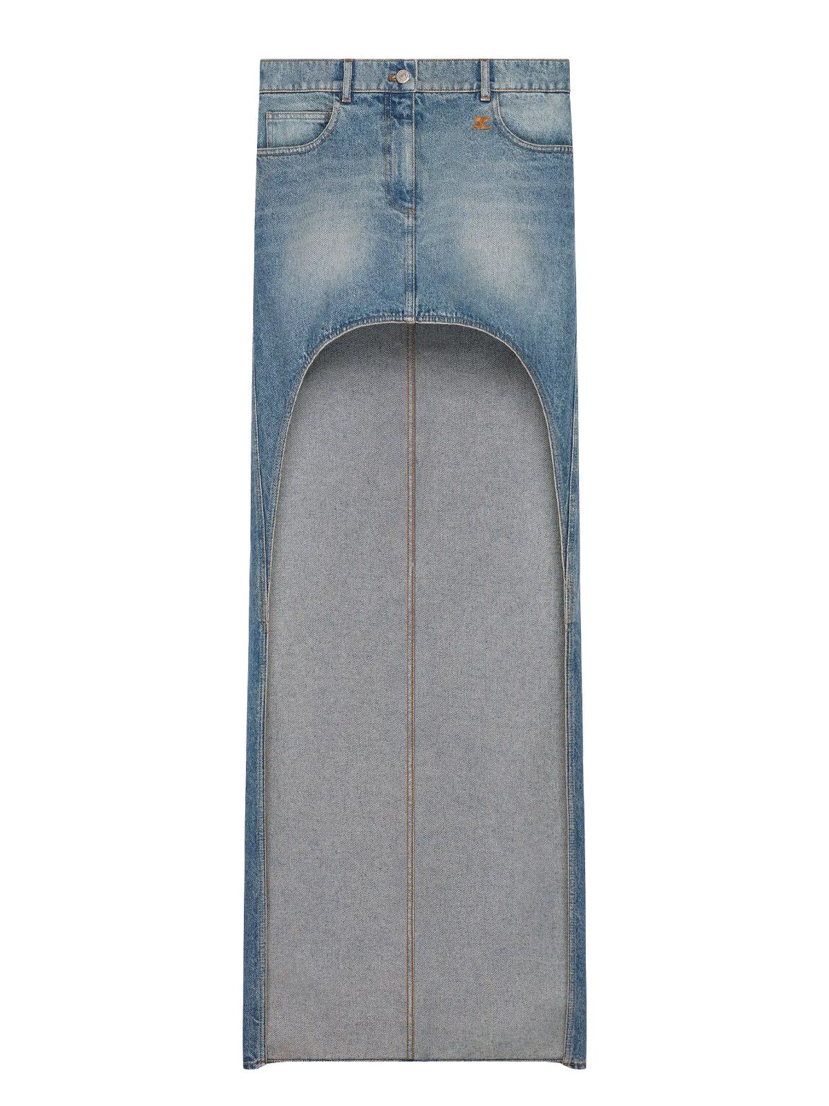 circle edged denim skirt blue