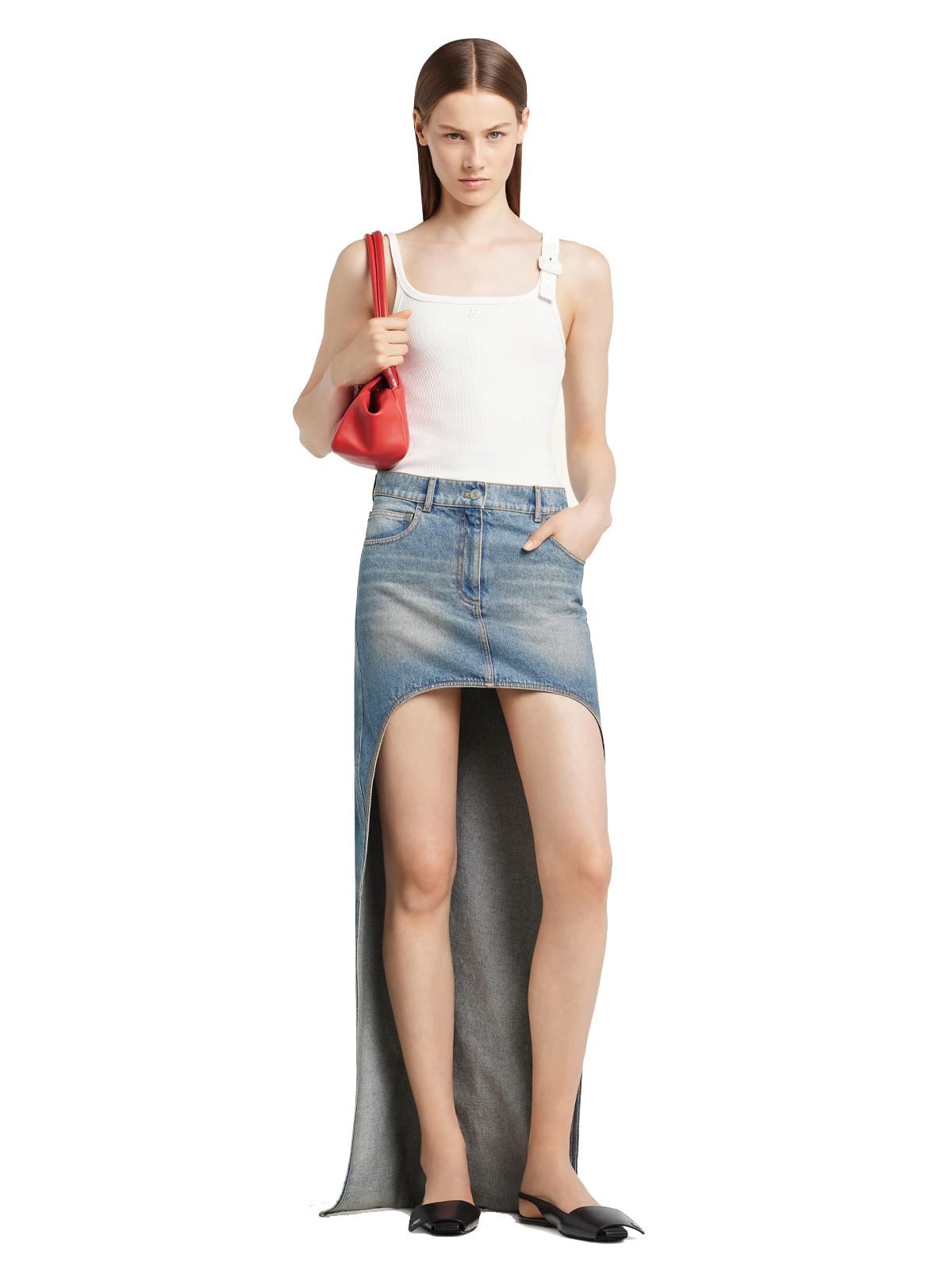 circle edged denim skirt blue COURREGES