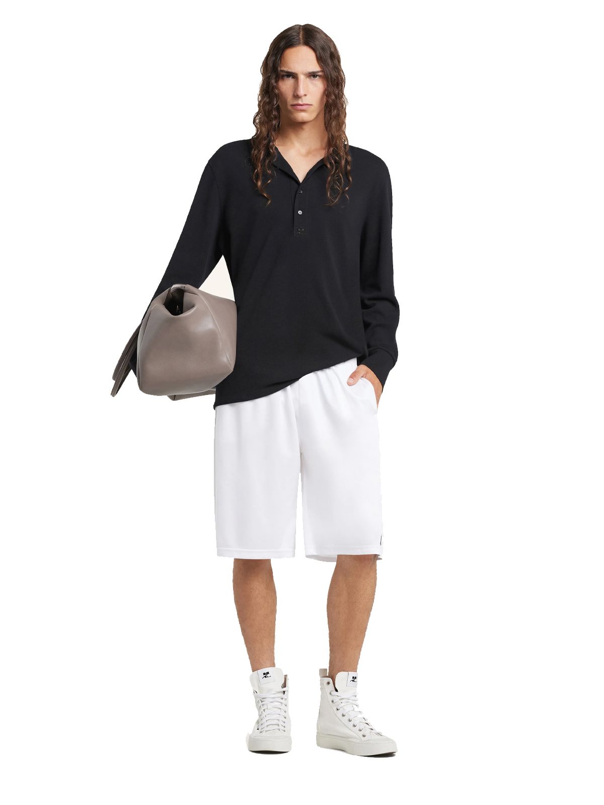 polo oversized long sleeves black COURREGES