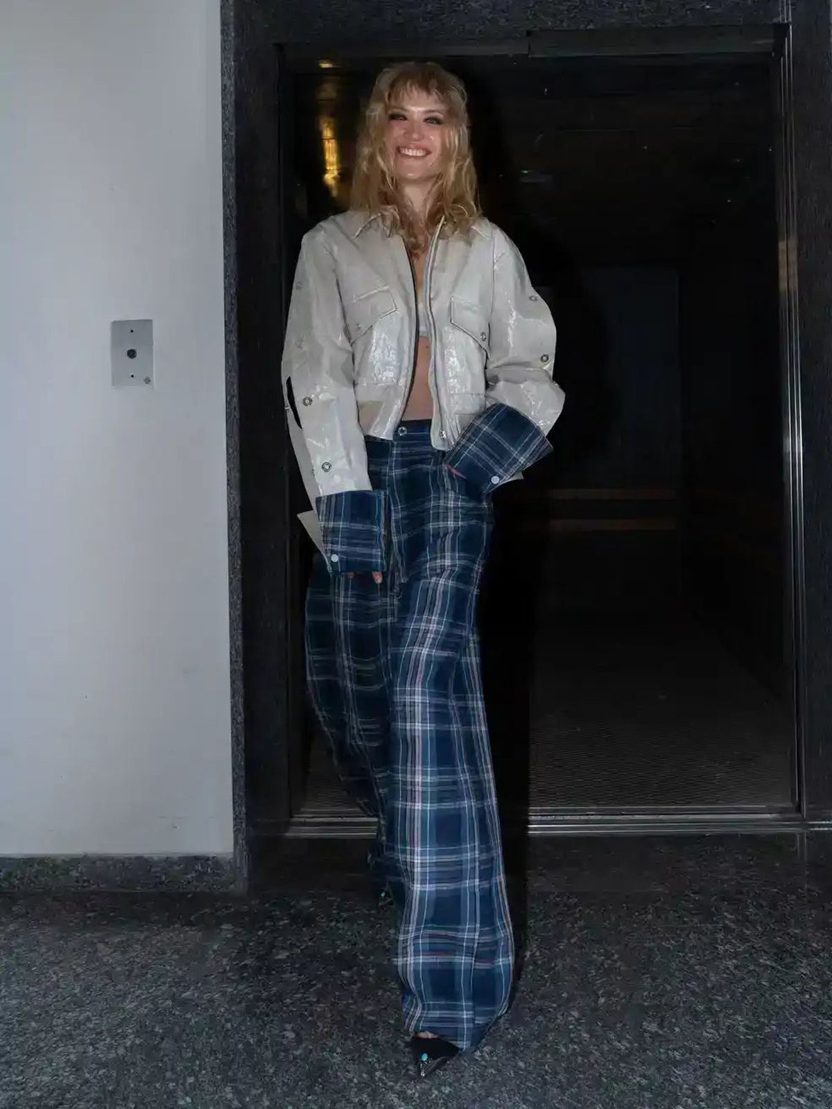 Blue courtney check pants MARBELL