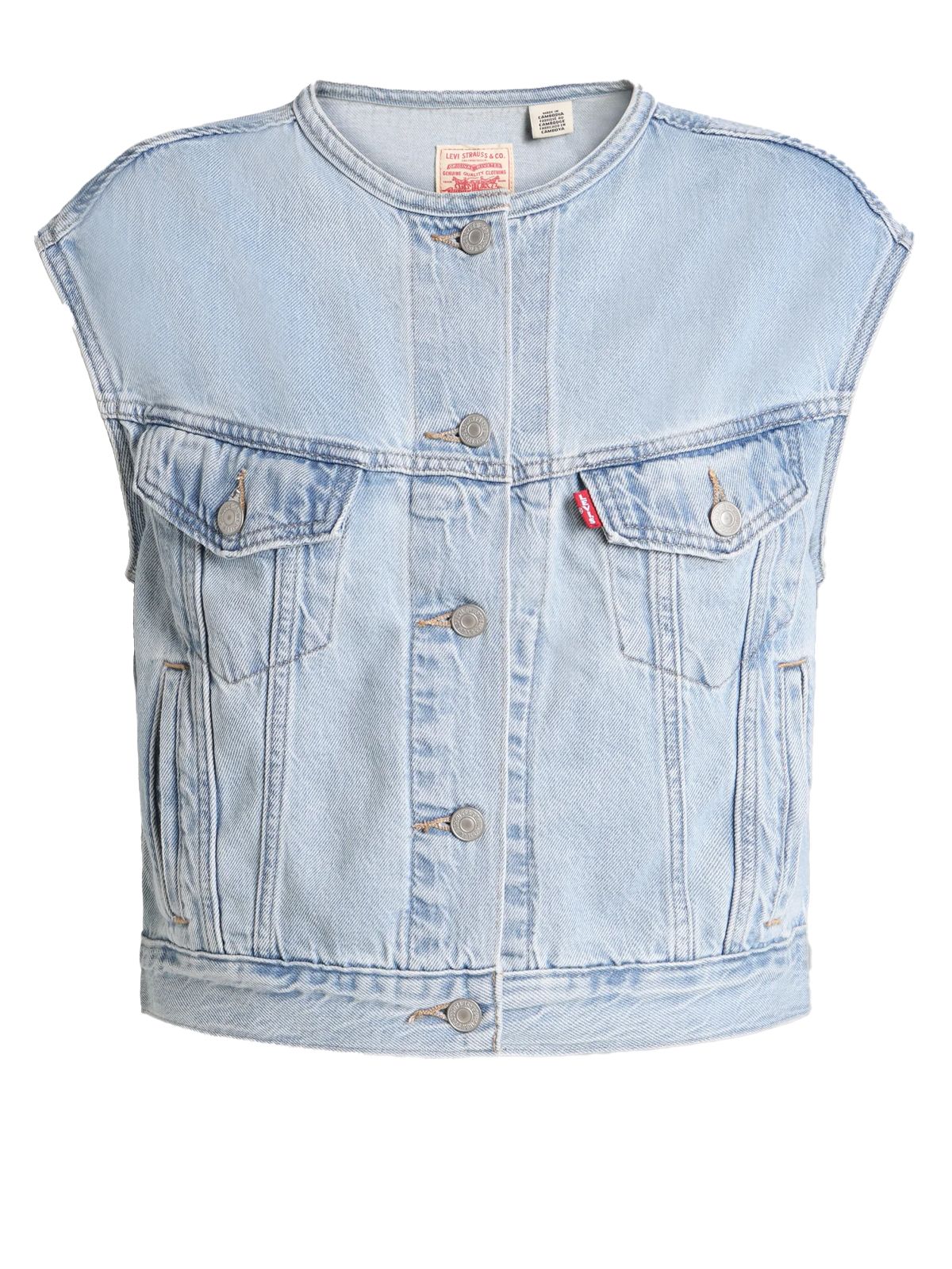collarless shrunken 90s vest of course light blue