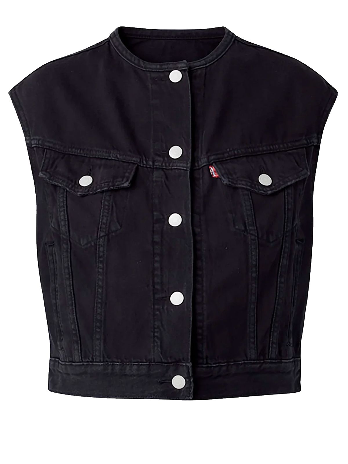 collarless shrunken 90s vest none your black