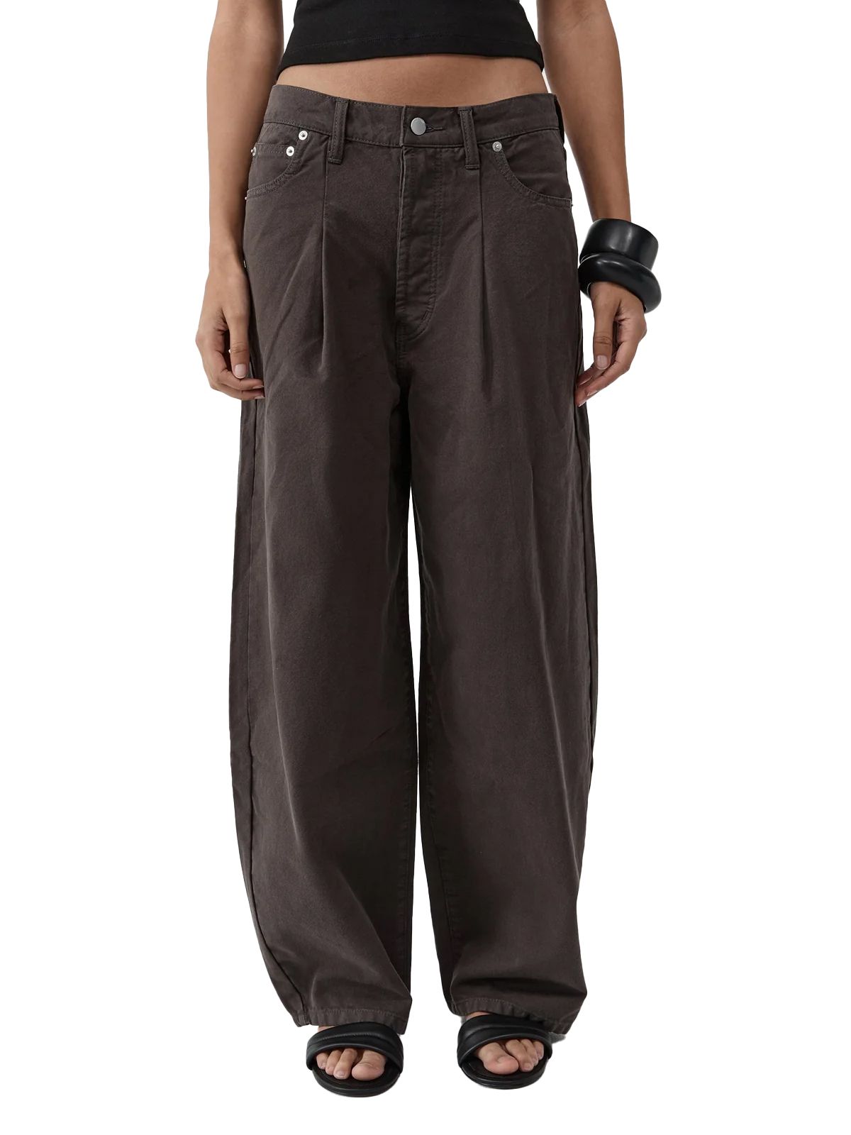 canvas mid rise barrel jeans grey ST. AGNI