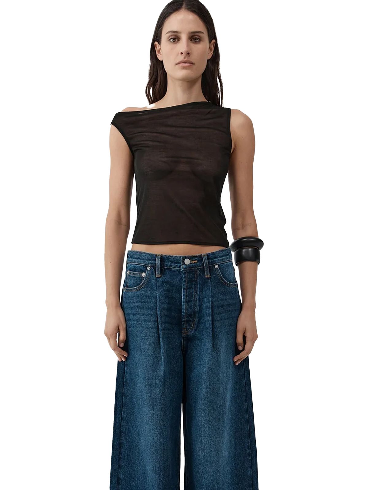 fine jersey asymm top black ST. AGNI