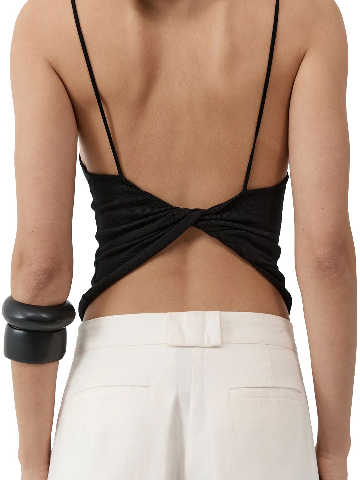 twist back knit top black ST. AGNI