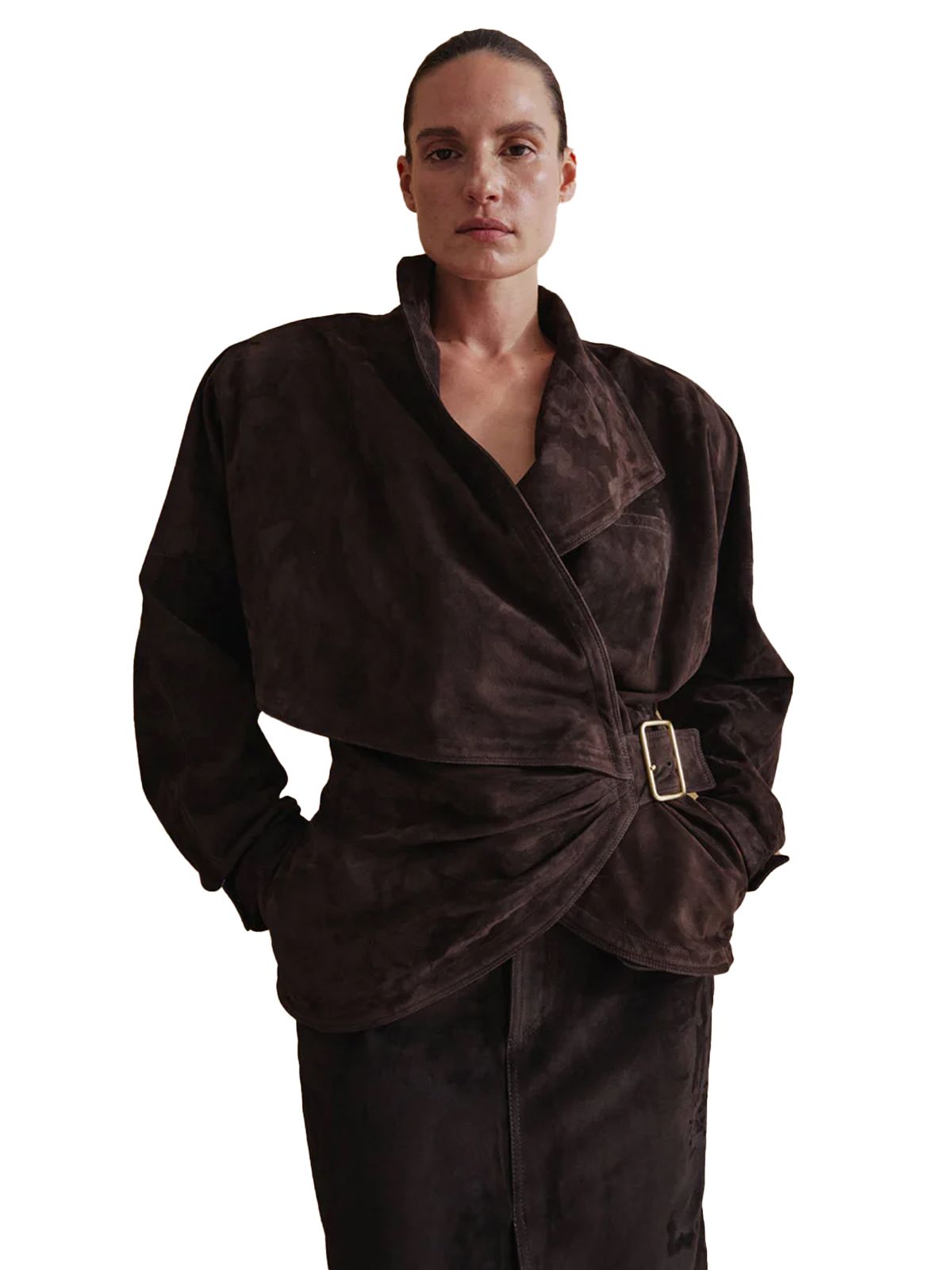 cindy suede contour giacca marrone