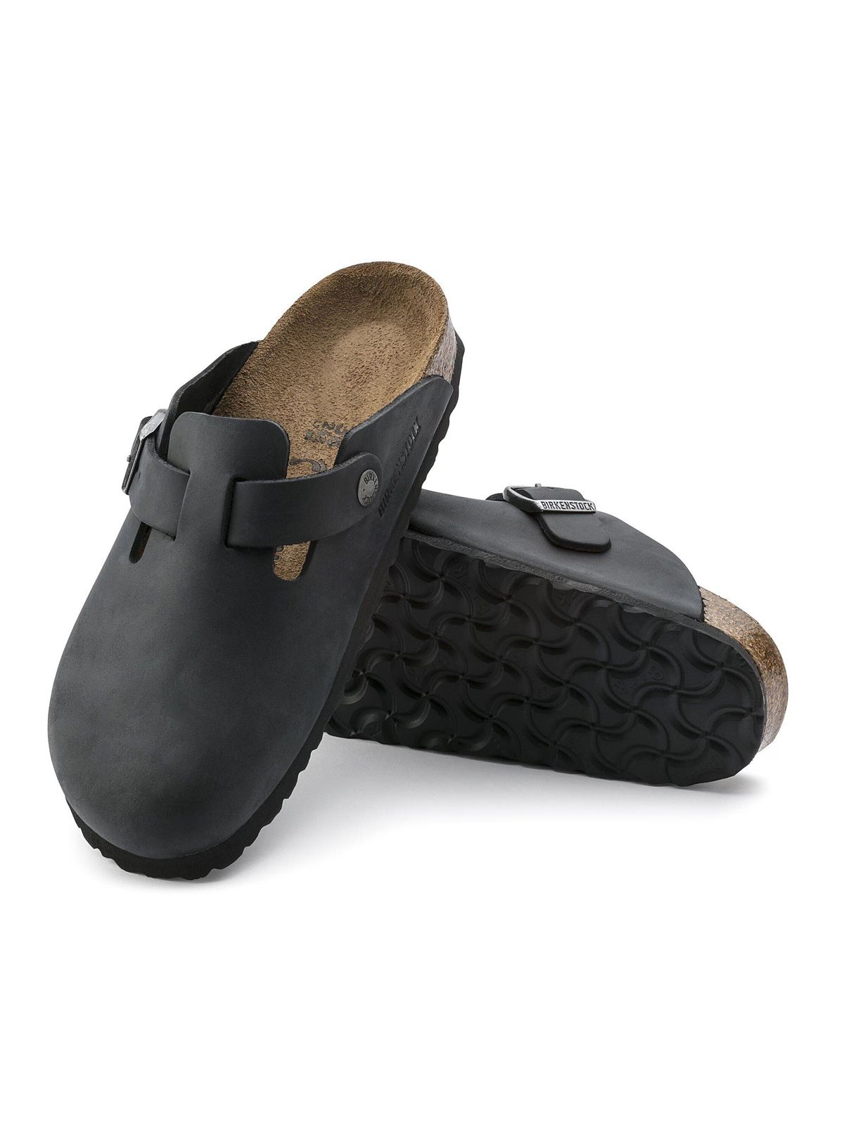 boston natural leather clogs 059463 black clogs - men BIRKENSTOCK