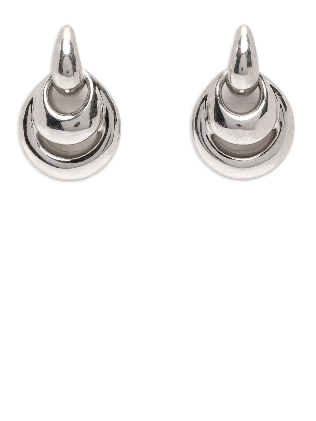 Silver blow up drop earrings