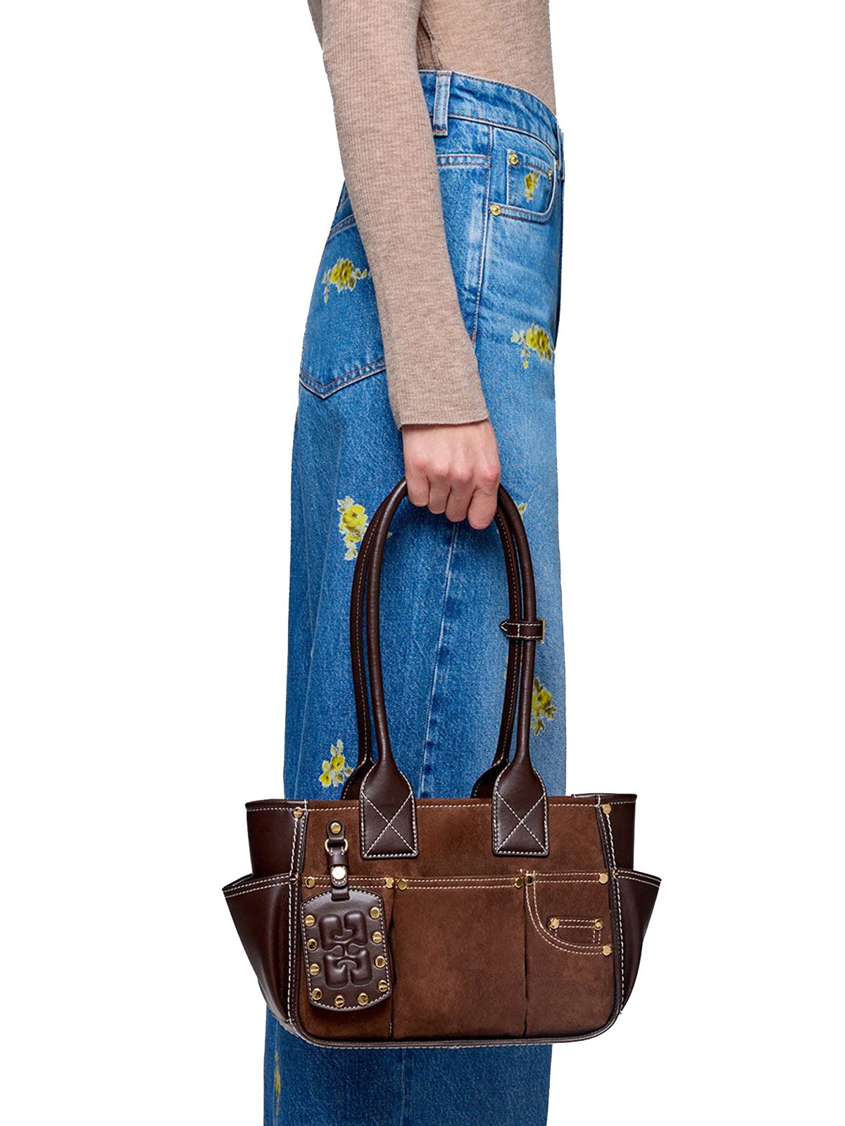 Posy Small Recycled Suede brown  GANNI