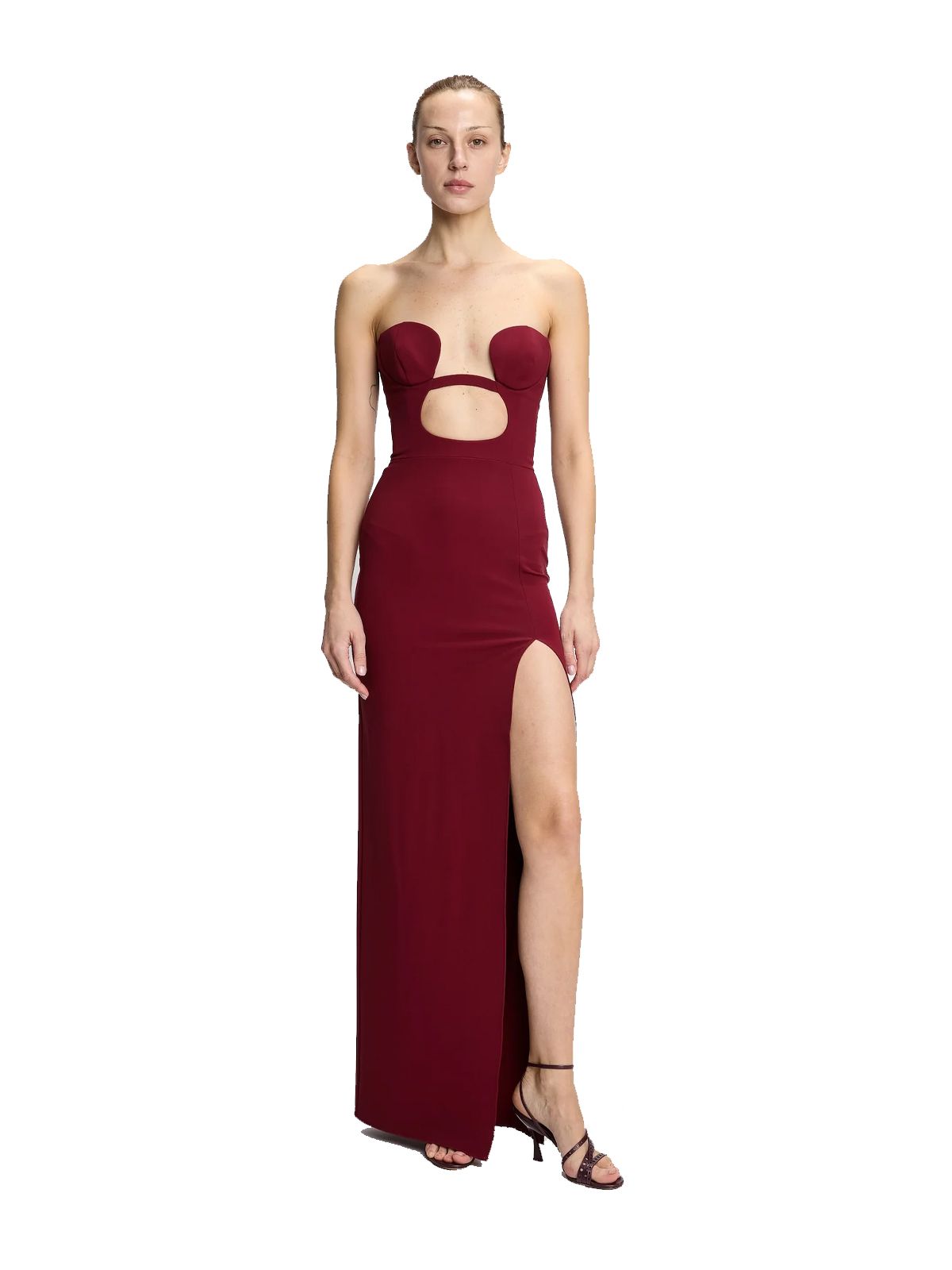 long fitted dress burgundy NENSI DOJAKA